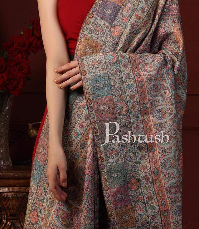 Pashtush Womens Ethnic Shawl, 100% Pure Wool, Woolmark Certificate - Image 3