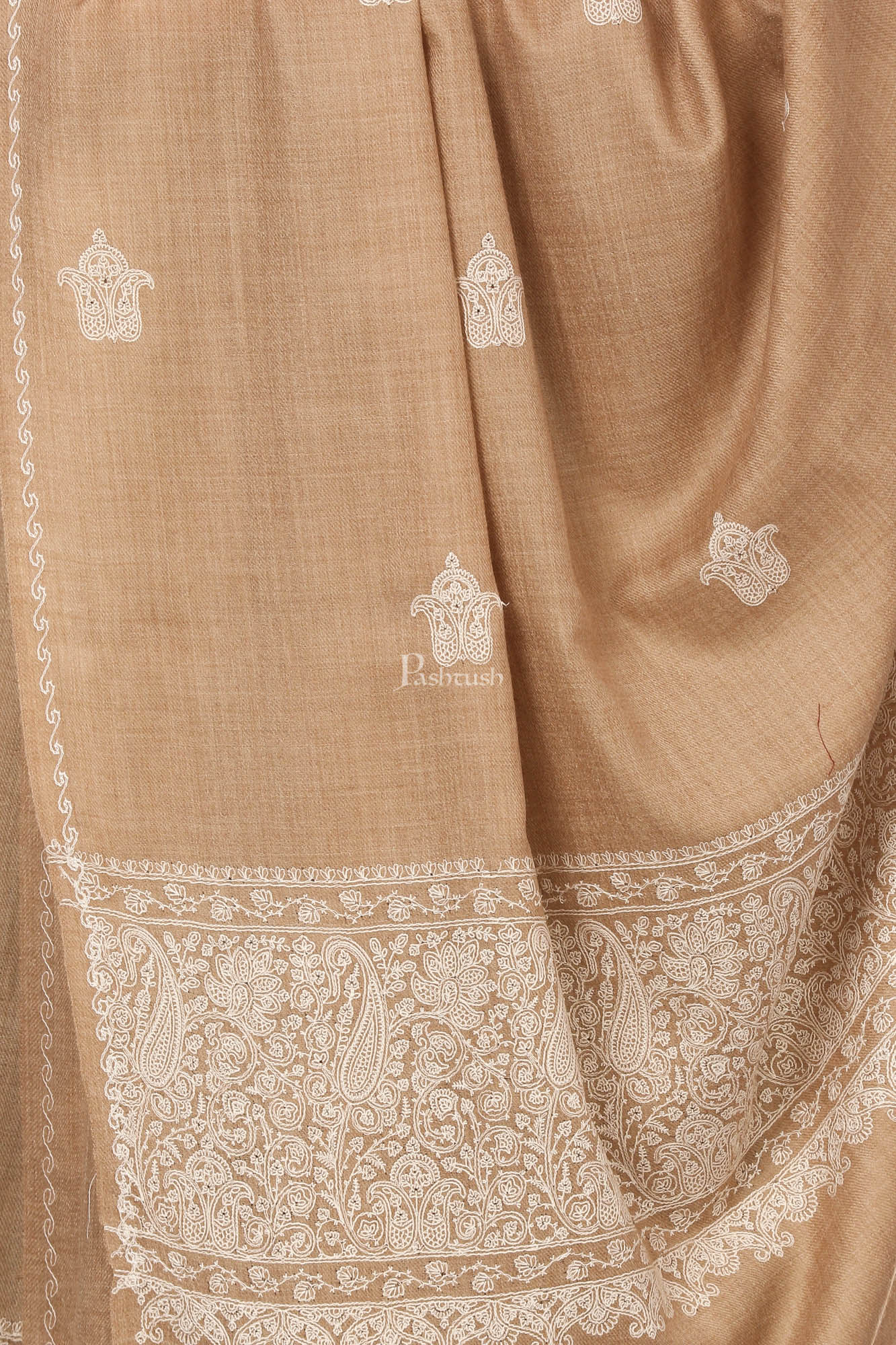 Pashtush Womens, Extra Fine Palla Embroidery Shawl, With Tone On Tone Needlework, Wool Design, Soft And Extra Fine - Image 2