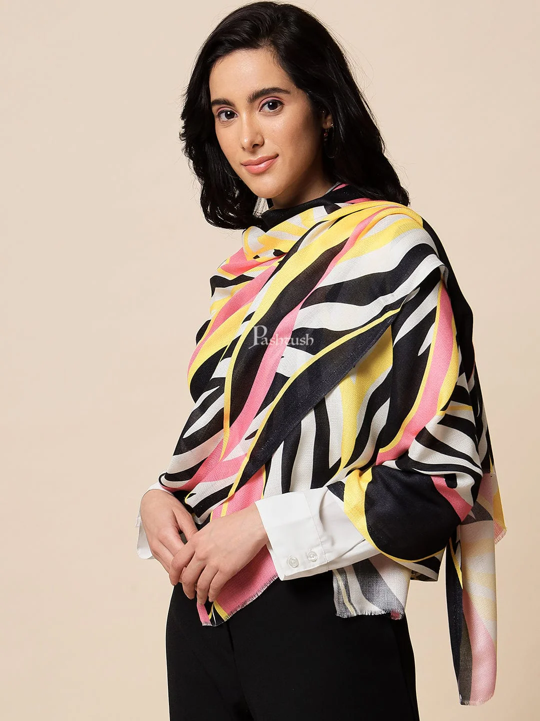 Pashtush Womens Extra Fine Soft Bamboo Stole, Multicolour