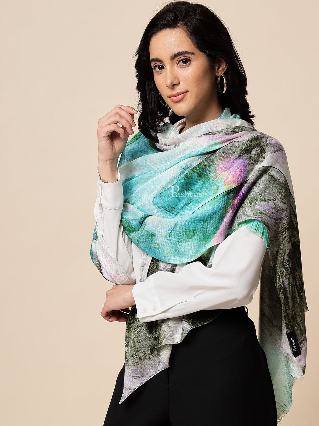 Pashtush Womens Extra Fine Soft Bamboo Stole, Multicolour