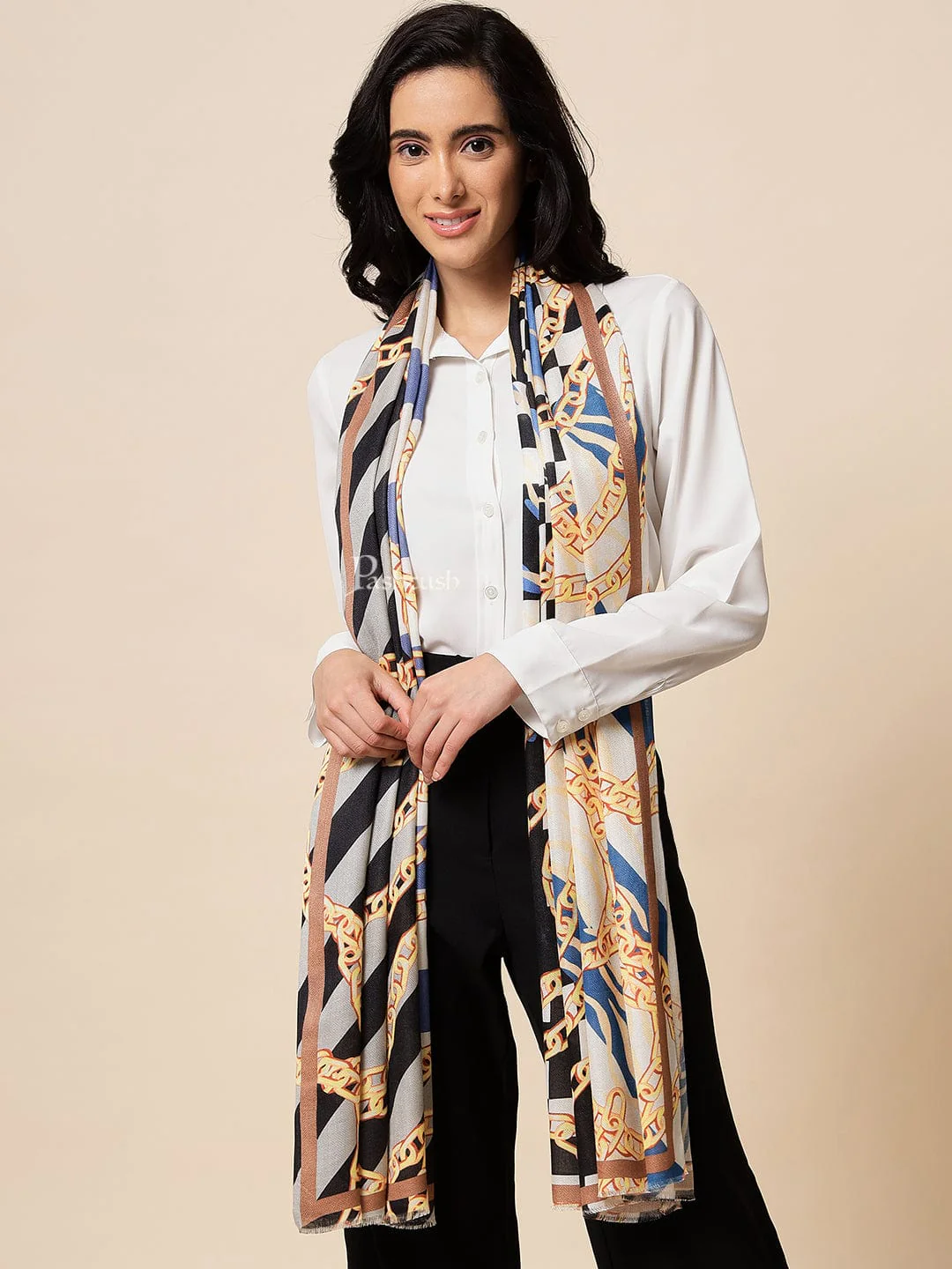 Pashtush Womens Extra Fine Soft Bamboo Stole, Multicolour - Image 4