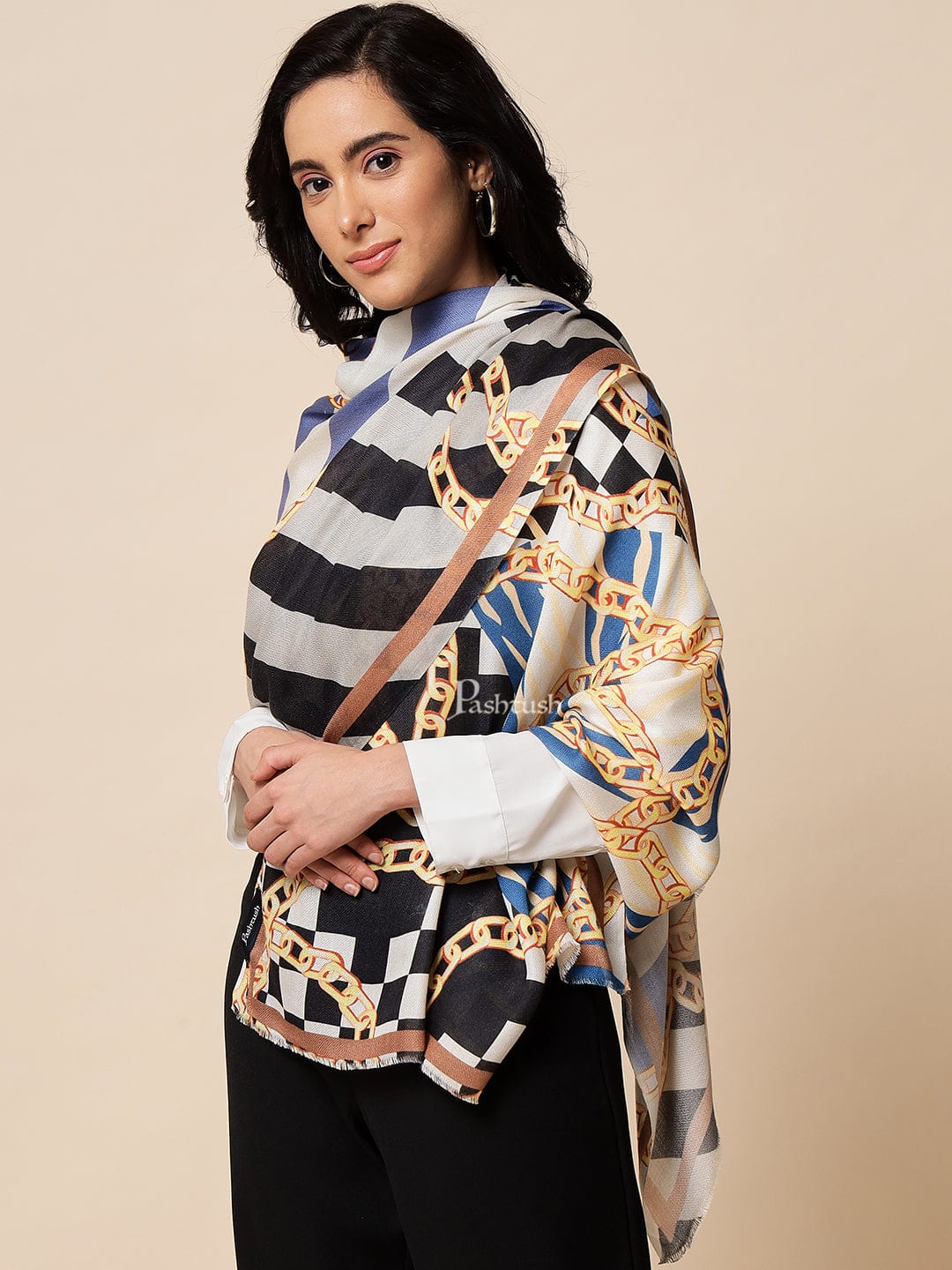 Pashtush Womens Extra Fine Soft Bamboo Stole, Multicolour - Image 5
