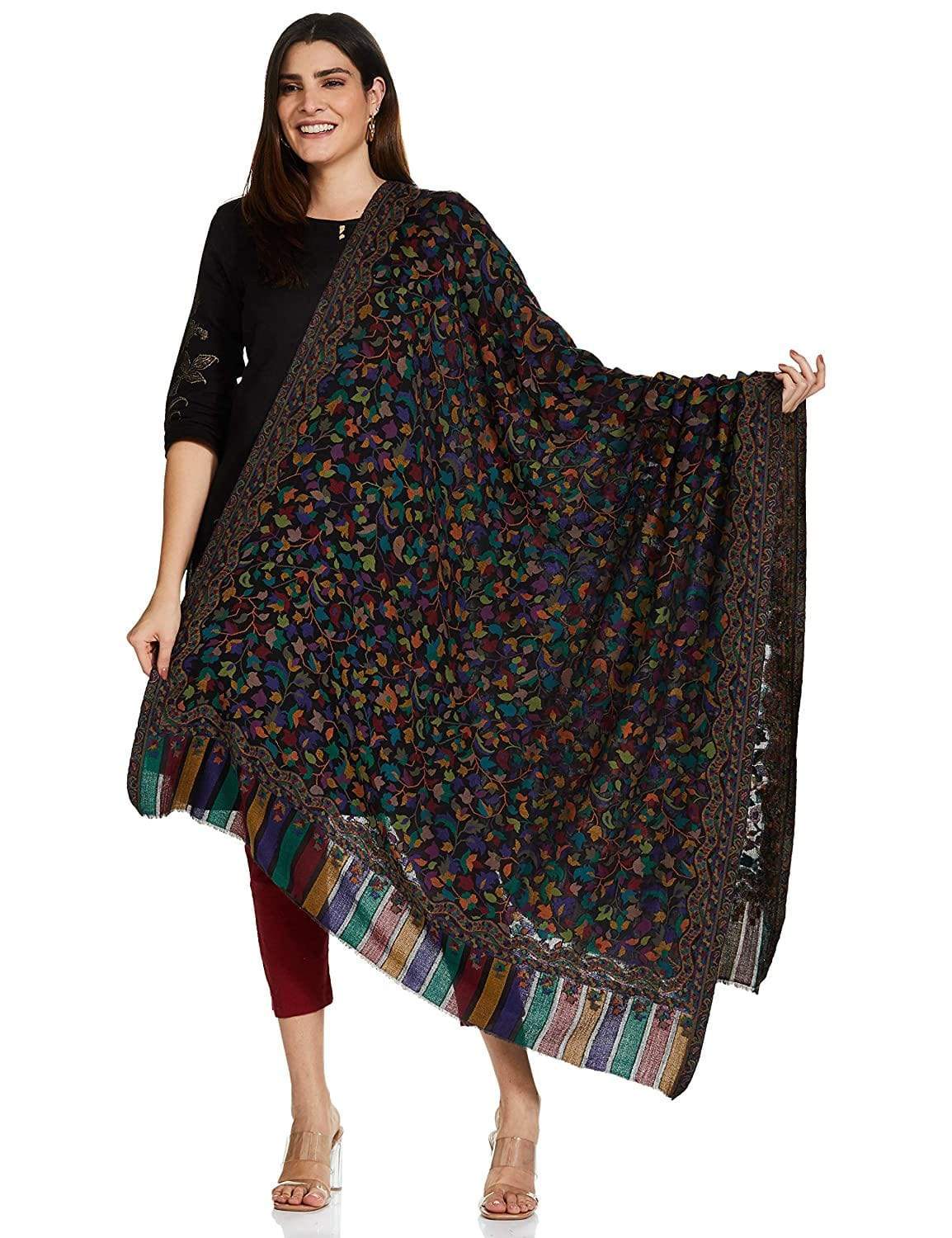 Pashtush Womens Extra Fine Soft Ethnic Weave Shawl, Fine Wool - Image 8