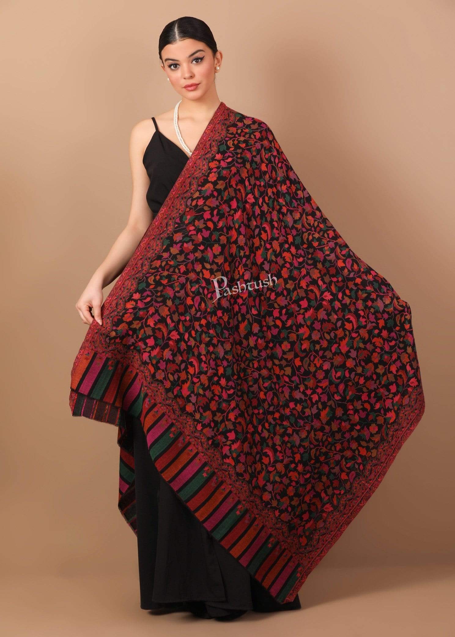 Pashtush Women Multi-Coloured Woven Design Designer Shawl - Image 2