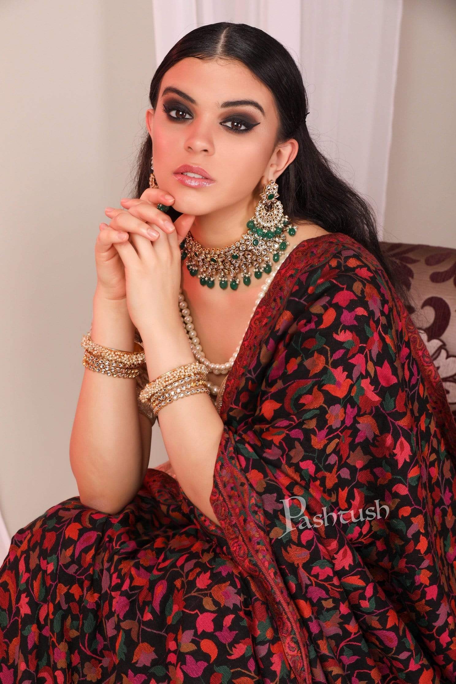 Pashtush Women Multi-Coloured Woven Design Designer Shawl - Image 3