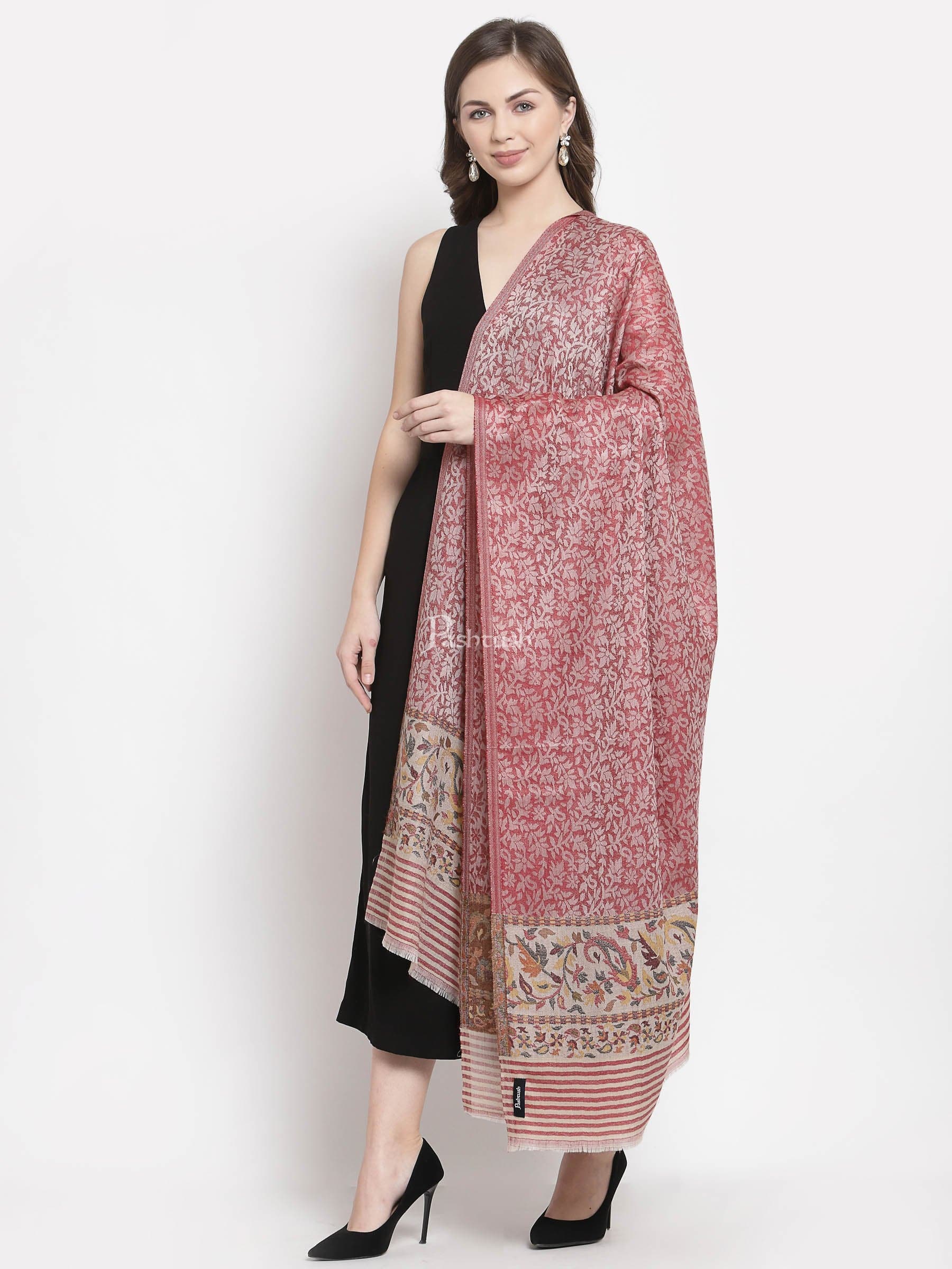 Pashtush Women'S Extra Fine Soft Wool Shawl, Ethnic Palla , Maroon