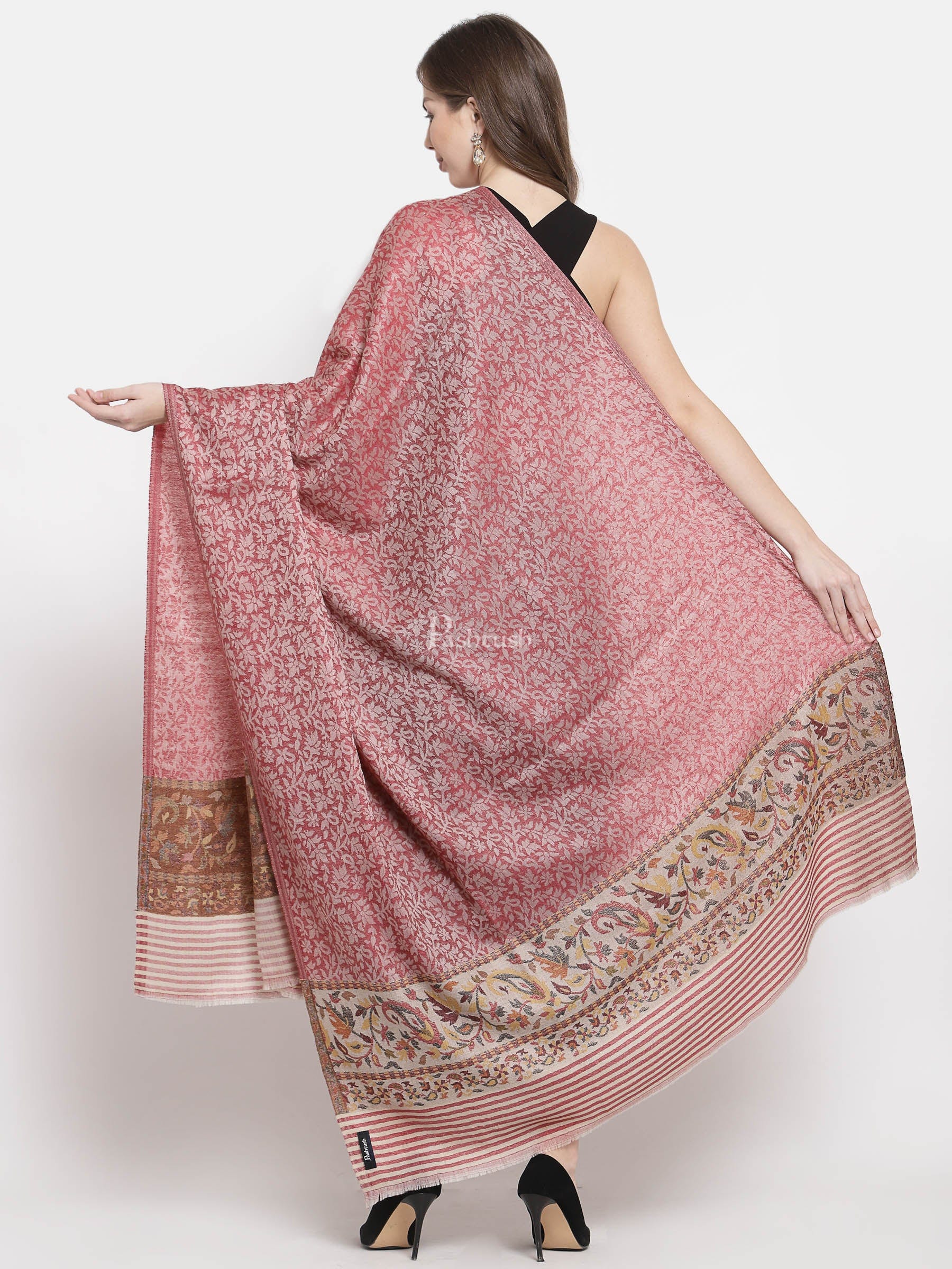 Pashtush Women'S Extra Fine Soft Wool Shawl, Ethnic Palla , Maroon - Image 3