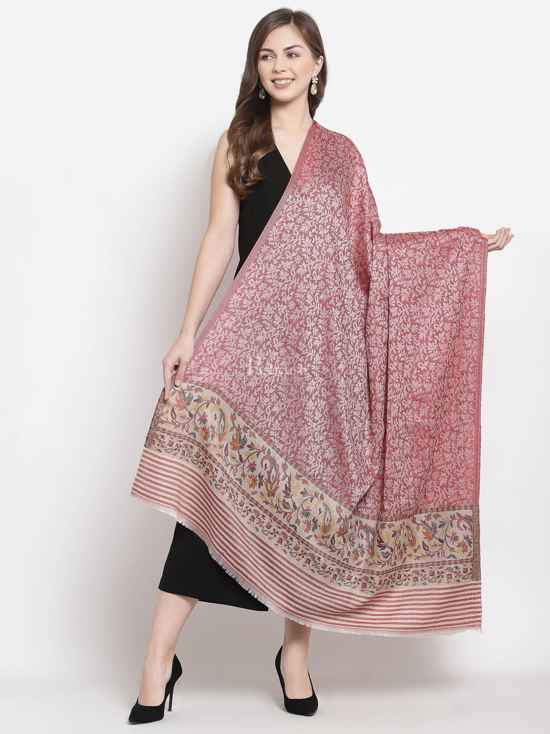 Pashtush Women'S Extra Fine Soft Wool Shawl, Ethnic Palla , Maroon - Image 4