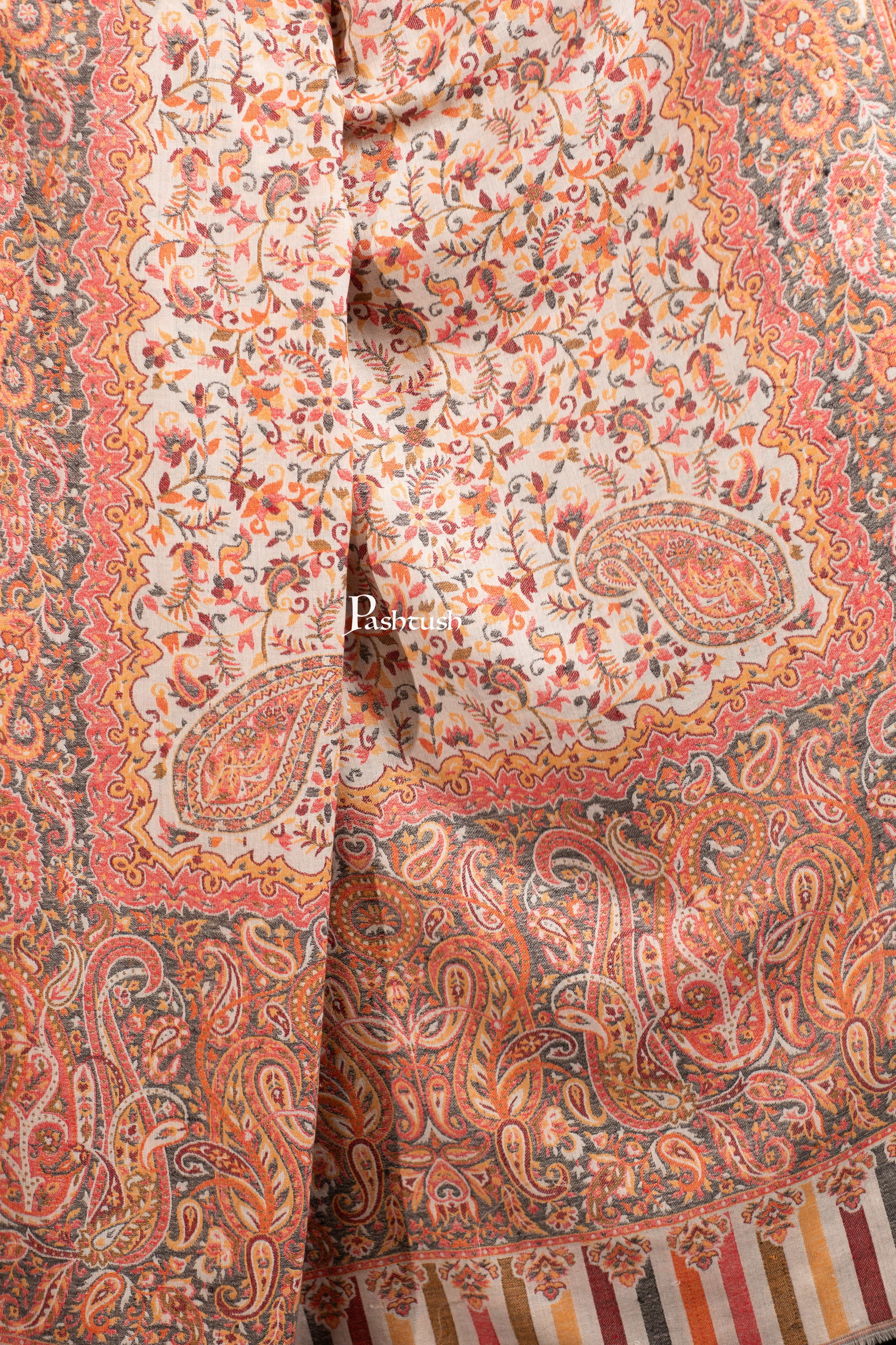 Pashtush Womens Extra Fine Wool Shawl, Ethnic Weave Design, Sahara - Image 2