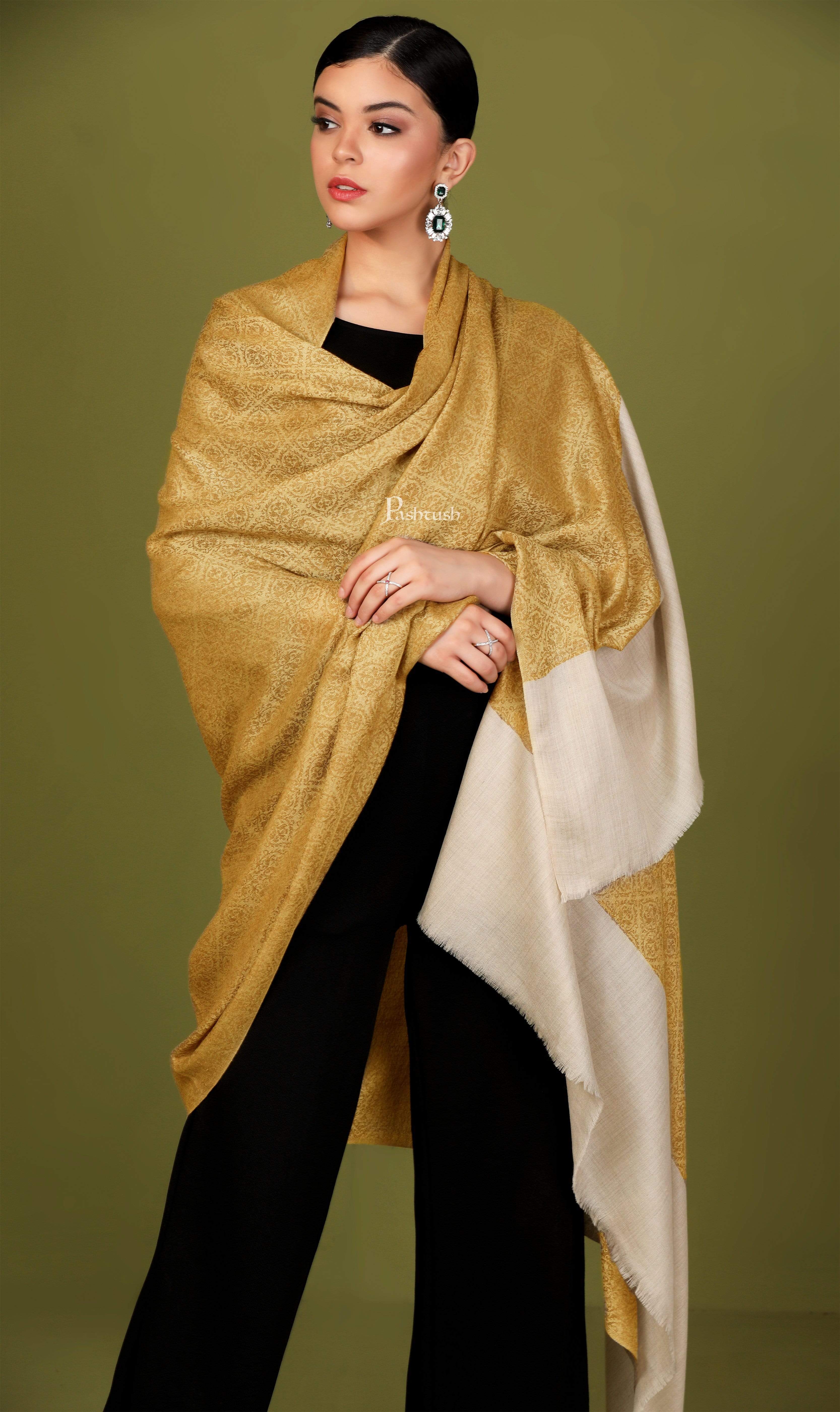 Pashtush Womens Extra Fine Wool Shawl, Jacquard, Soft, Warm And Ultra Light Weight - Image 2