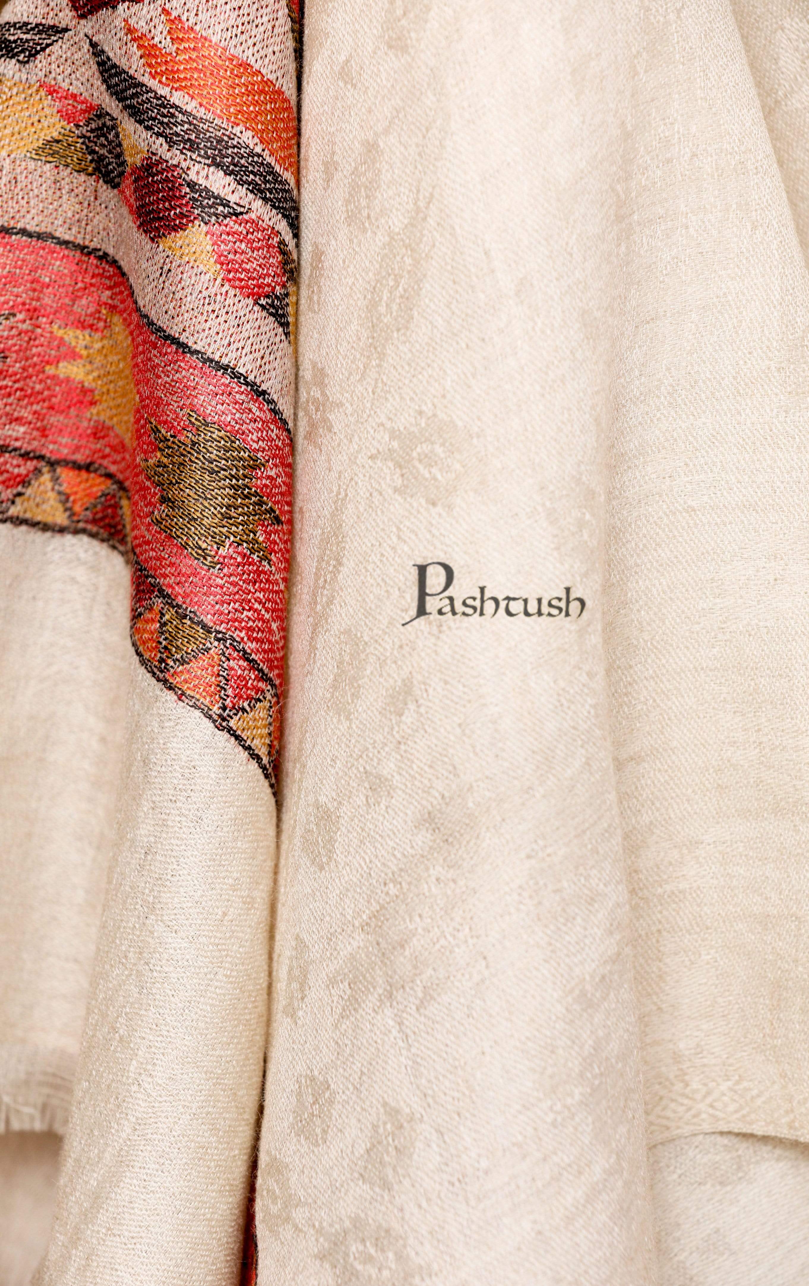 Pashtush Womens Extra Fine Wool Shawl, Jacquard, Soft, Warm And Ultra Light Weight - Image 4