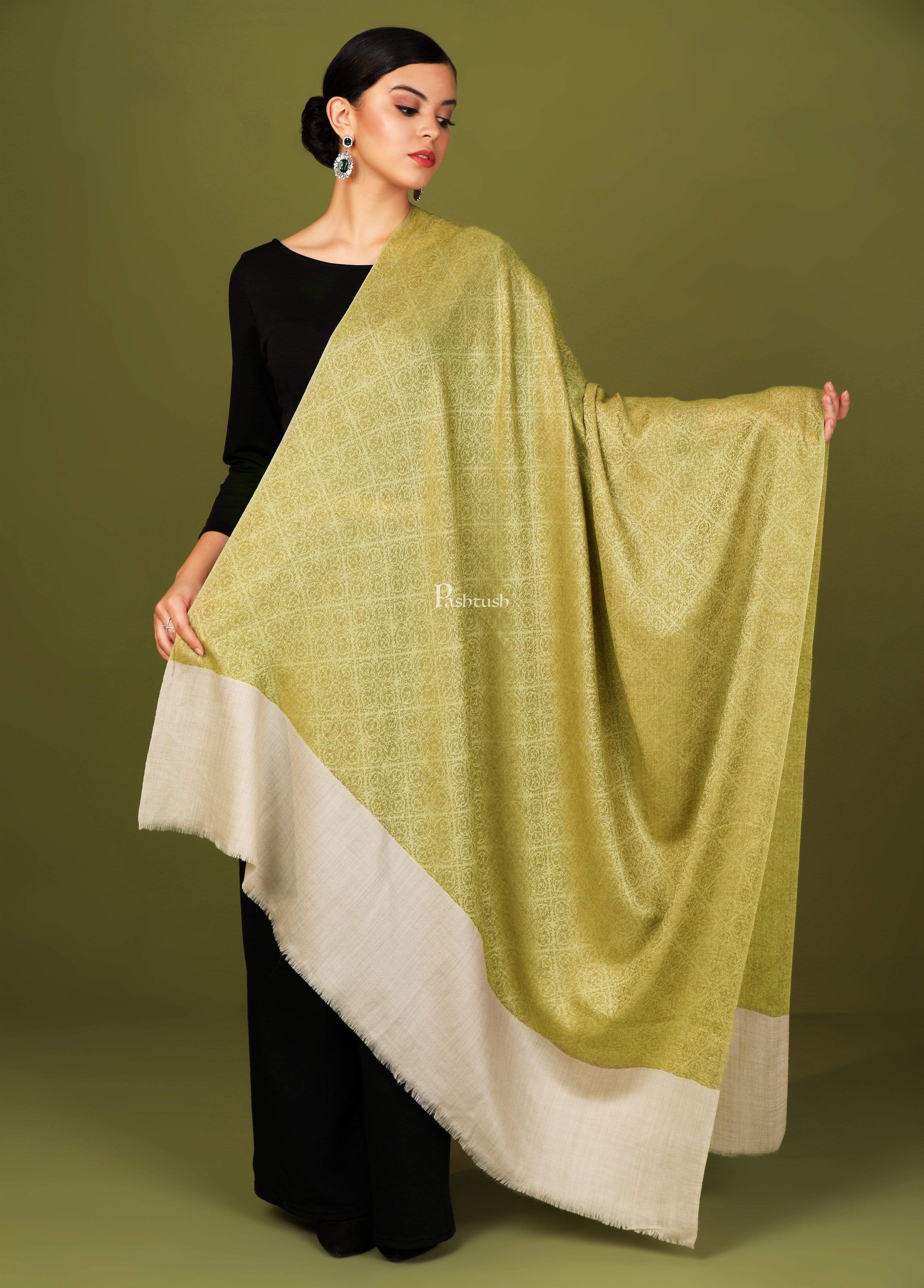 Pashtush Womens Extra Fine Wool Shawl, Jacquard, Soft, Warm And Ultra Light Weight - Image 3