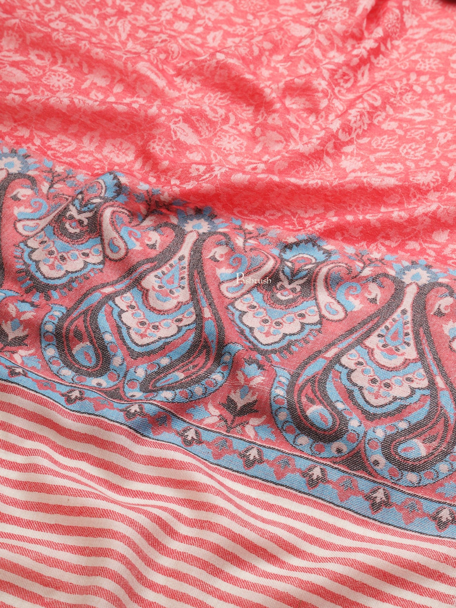 Pashtush Womens Extra Fine Wool Shawl, Paisley Weave Design, Red - Image 2