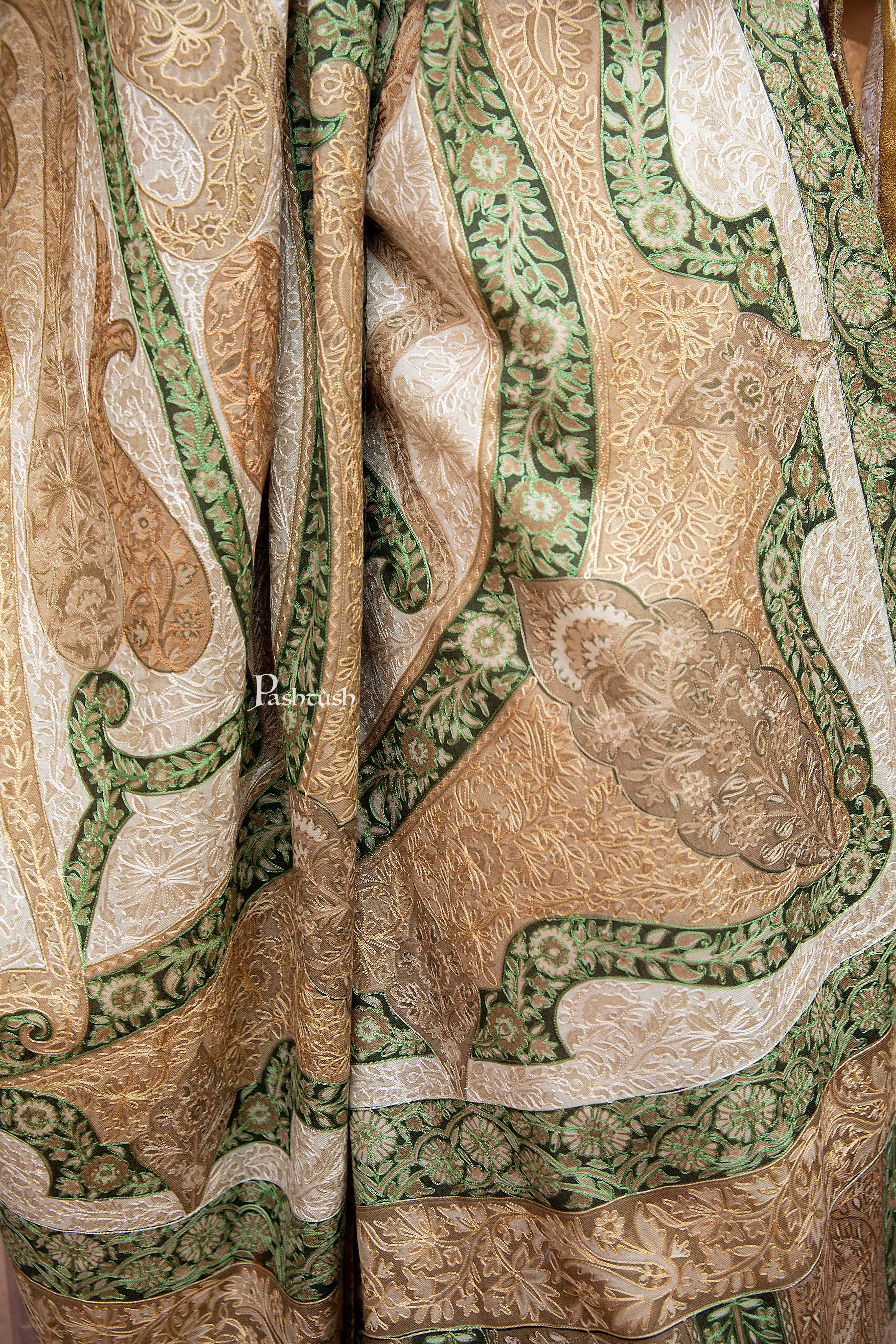 Pashtush Womens Extra Fine Wool Shawl, Pasiley Kalamkari Design, Multicolour - Image 2