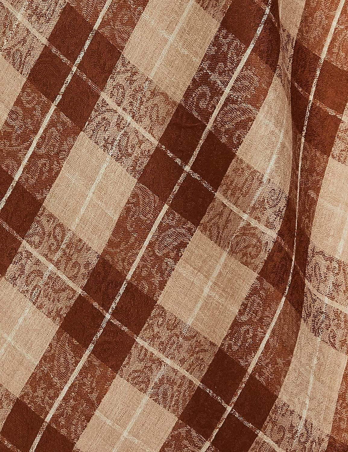 Pashtush Womens Extra Fine Wool Shawl, Soft And Warm, Choco Checks, ( Large Wrap Size ) - Image 2