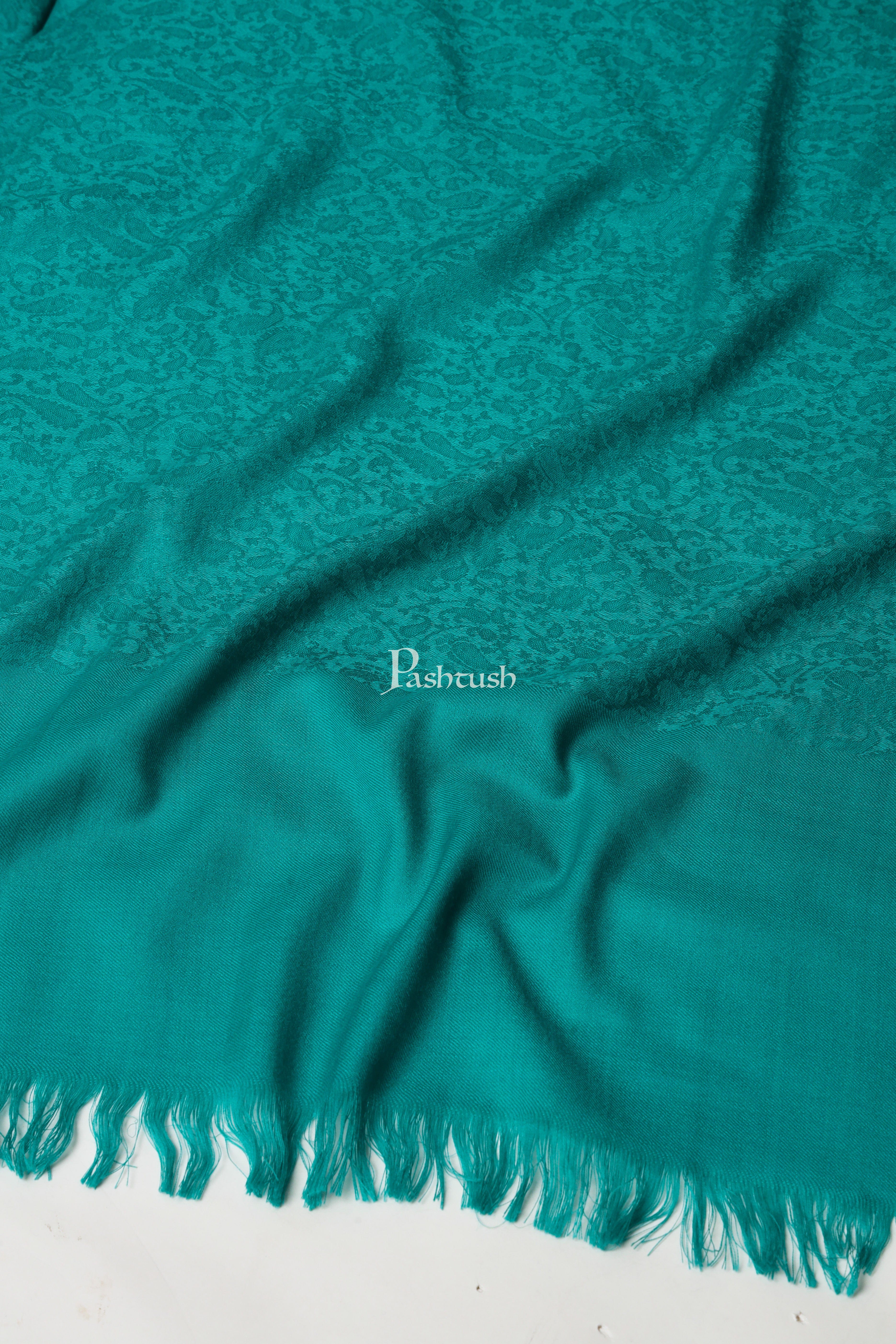Pashtush Womens Extra Fine Wool Shawl, Solid Arabic Sea Green - Image 2