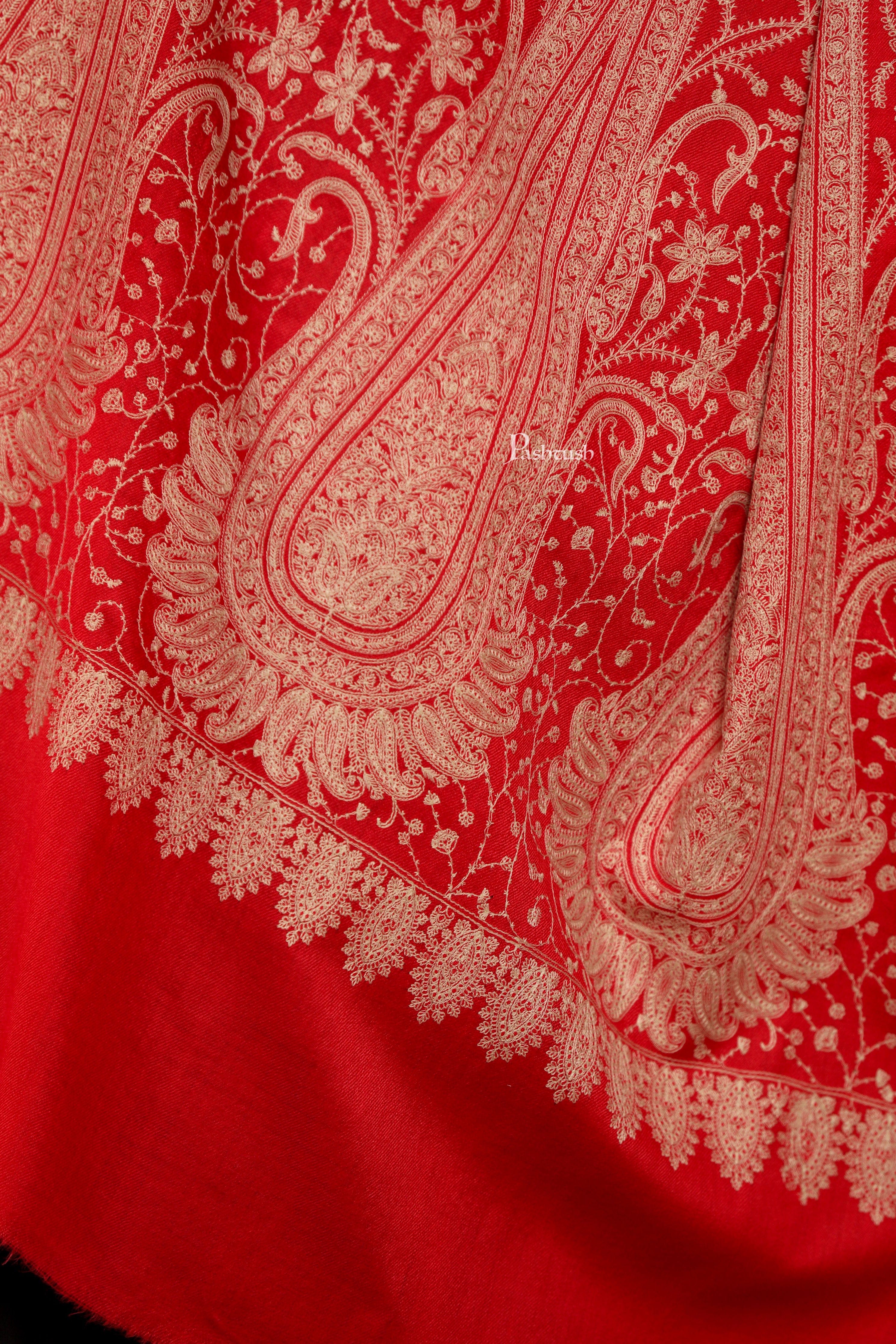 Pashtush Womens Extra Fine Wool Shawl, Tone And Tone Ambi Design, Red - Image 2
