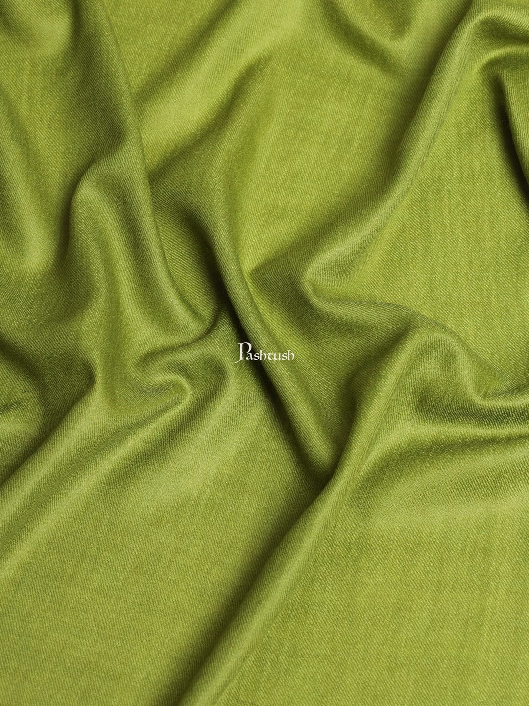 Pashtush Womens Extra Fine Wool Stole, Solid Design, Olive Green - Image 2
