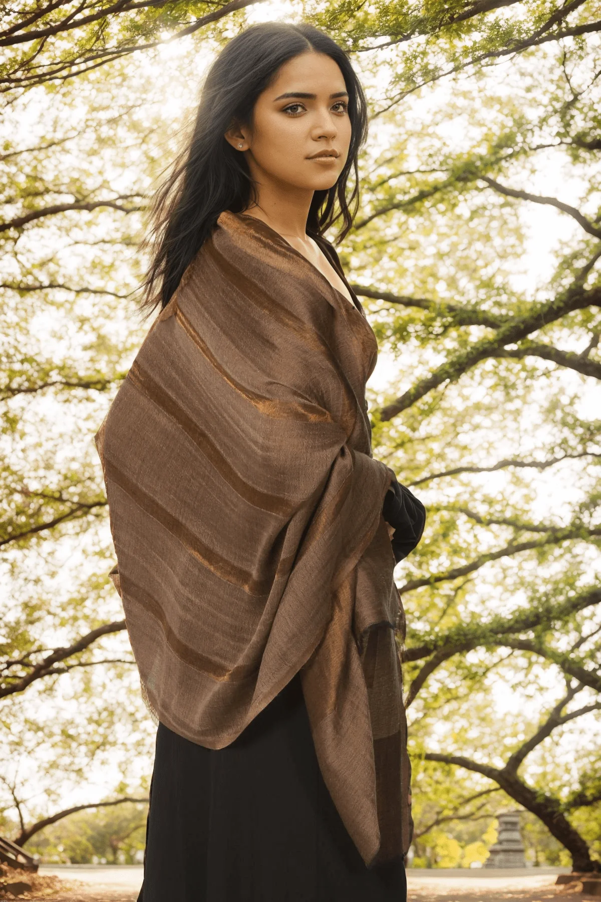 Pashtush Womens Extra Fine Wool Stole, Twilight Collection Reversible Weave, Taupe