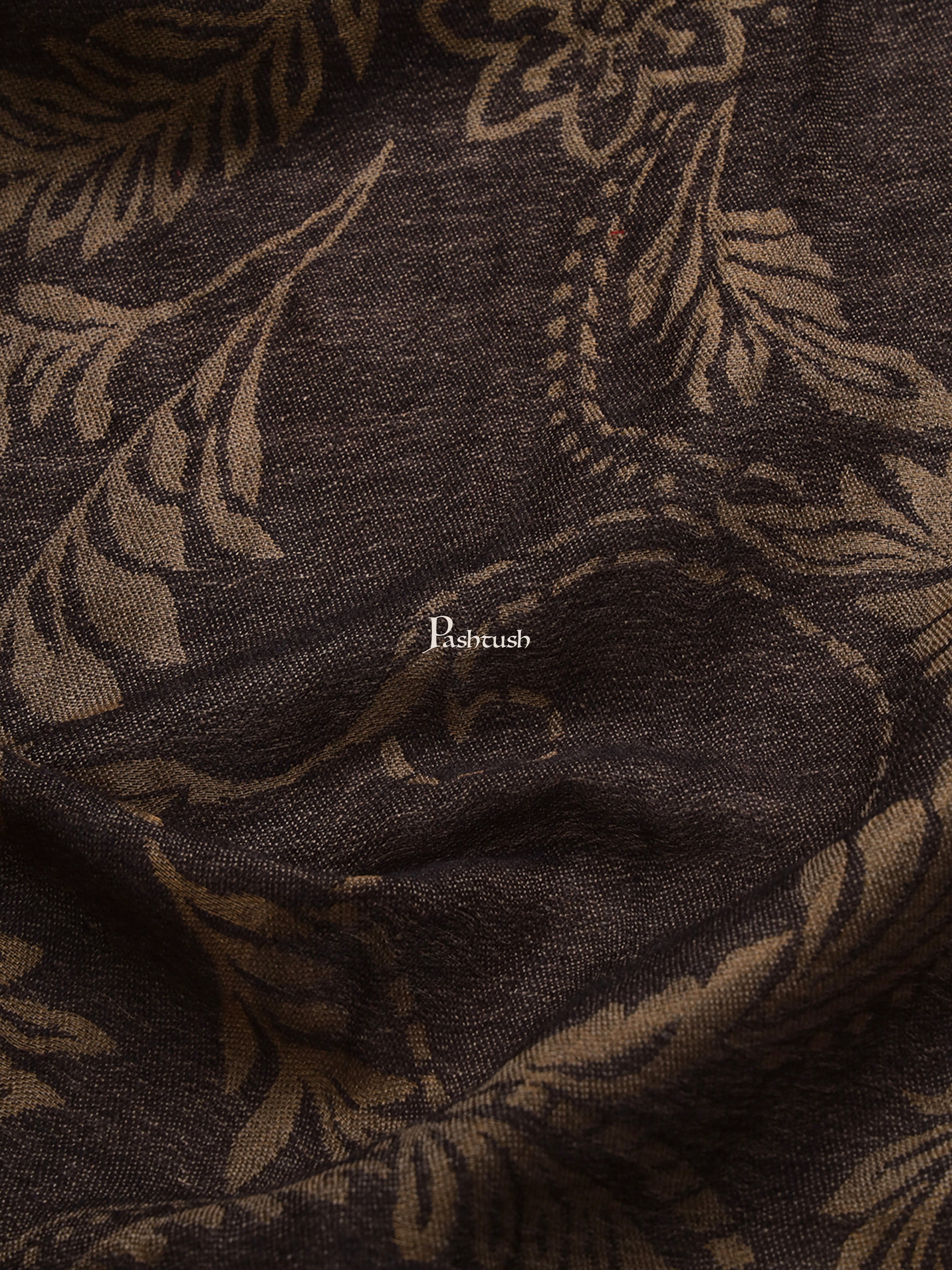 Pashtush Womens, Extra Fine Wool, Twilight Scarf, With Shimmery Metallic Zari Thread Weave Black - Image 2