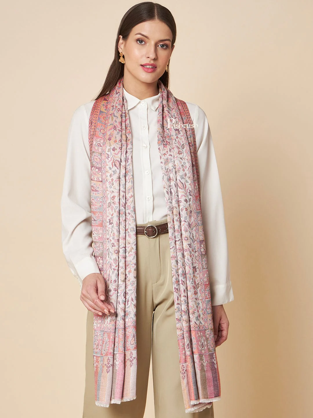 Pashtush Womens Extra Soft Bamboo Stole, Ethnic Design, Multicolour - Image 2