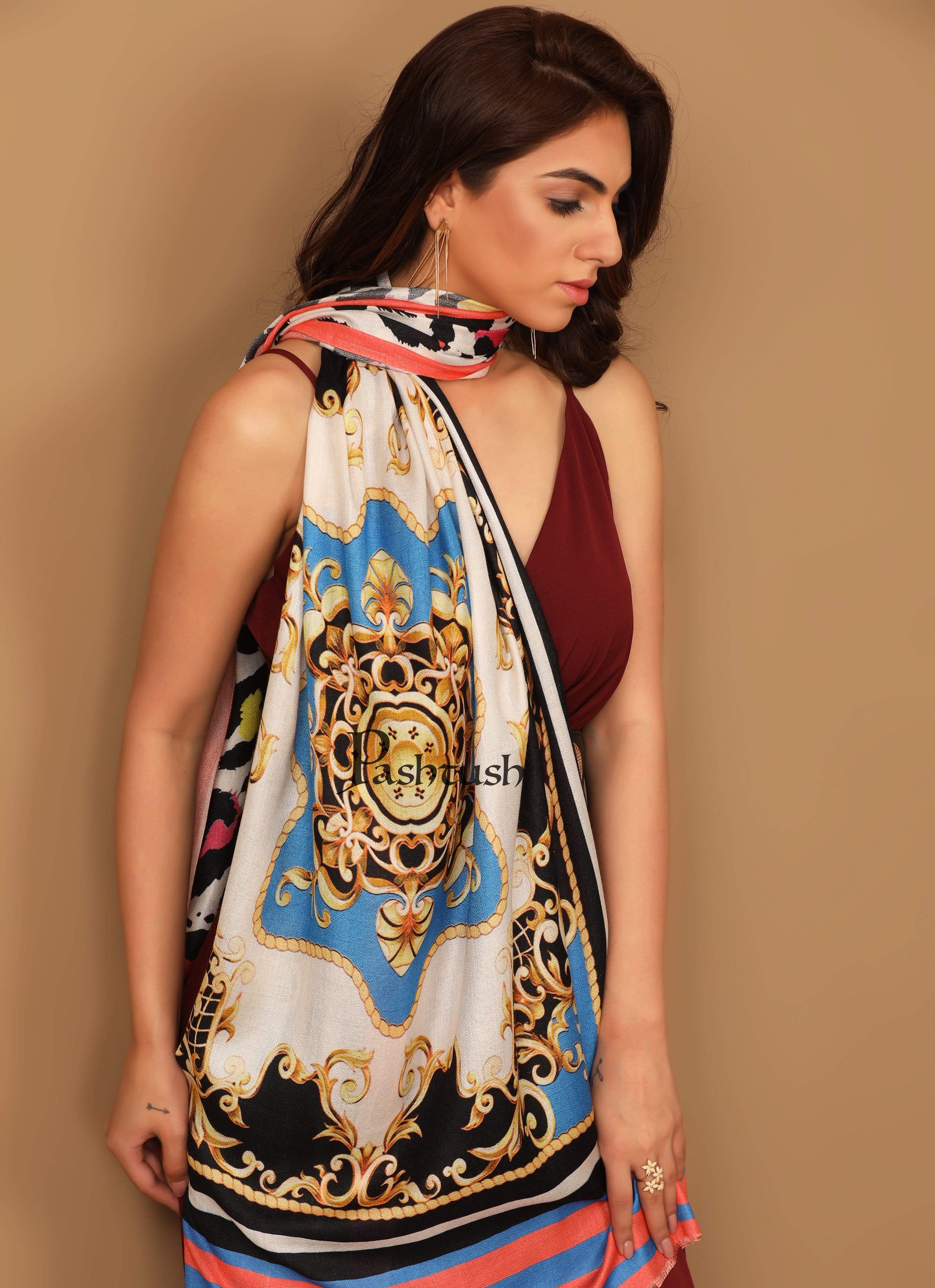 Pashtush Womens Extra Soft, Printed Bamboo Scarf - Image 6