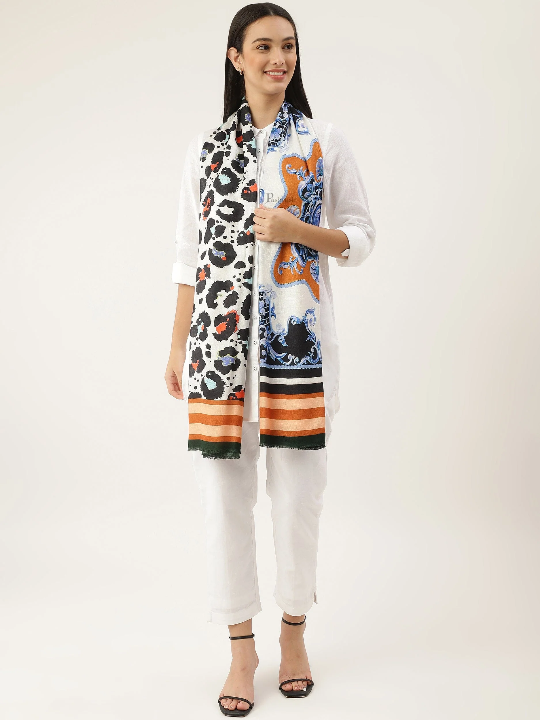 Pashtush Womens Extra Soft, Printed Bamboo Scarf, Multicolour