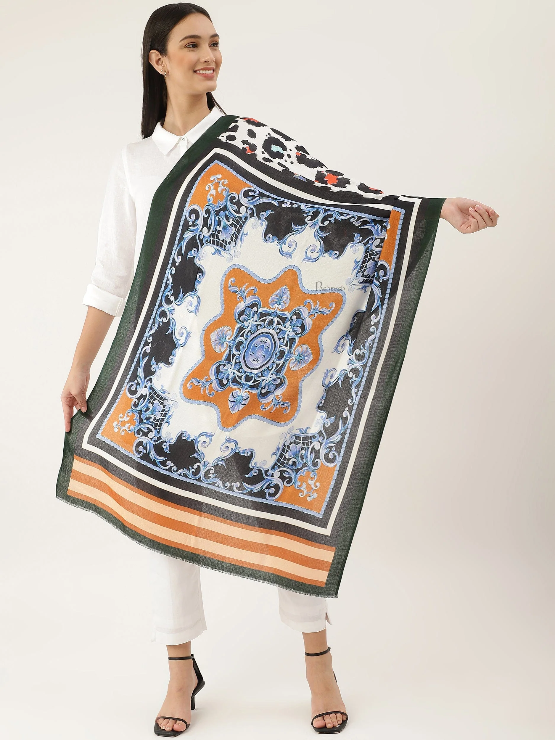 Pashtush Womens Extra Soft, Printed Bamboo Scarf, Multicolour - Image 2