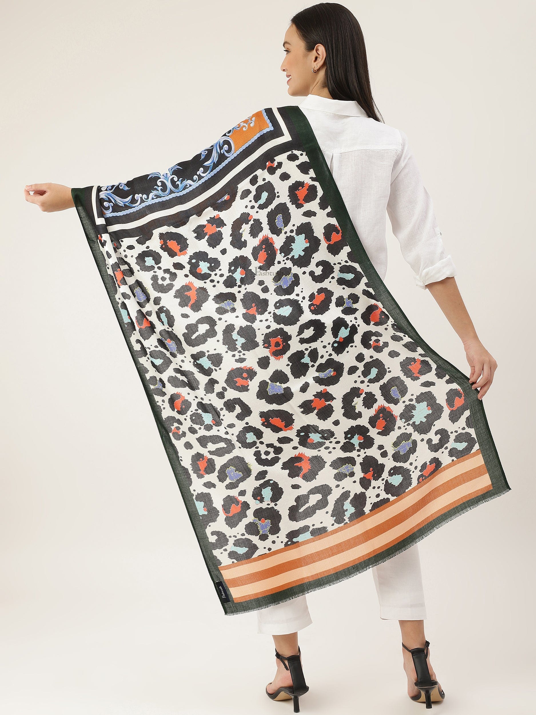 Pashtush Womens Extra Soft, Printed Bamboo Scarf, Multicolour - Image 4