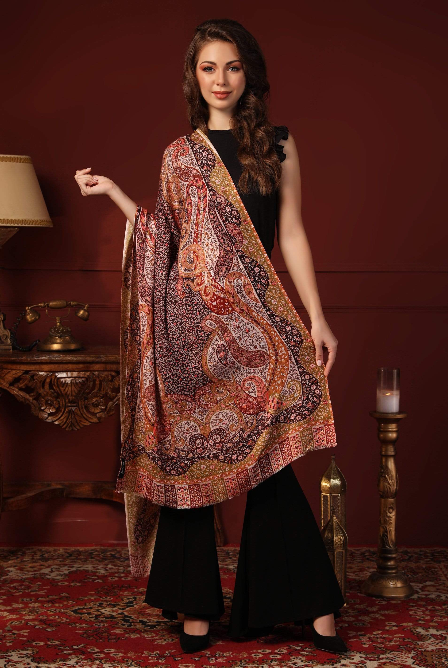 Pashtush Womens Extra Soft, Printed Bamboo Scarf, Multicoloured