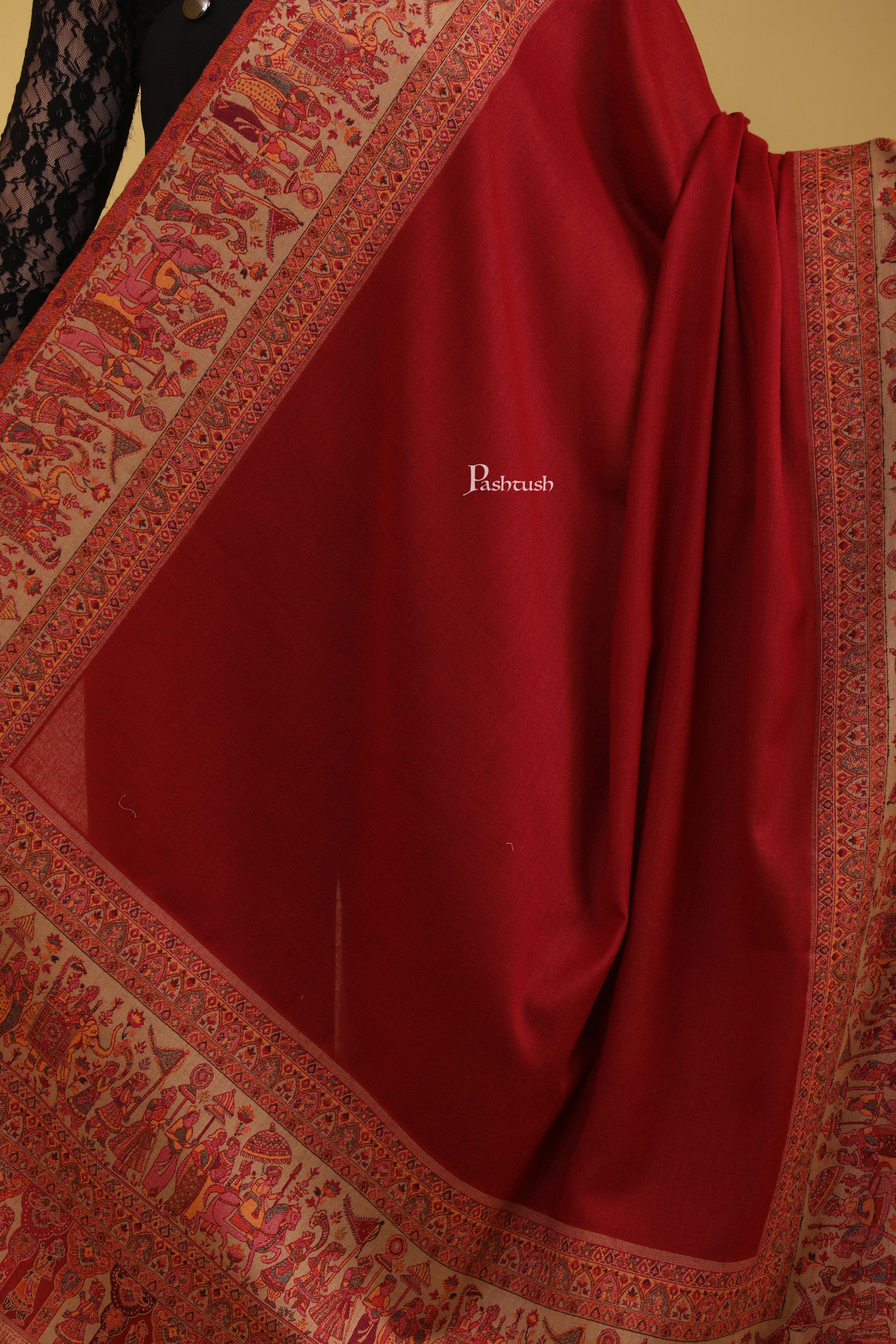 Pashtush Womens Faux Pashmina Shawl, Dolli Palla Design, Maroon - Image 2