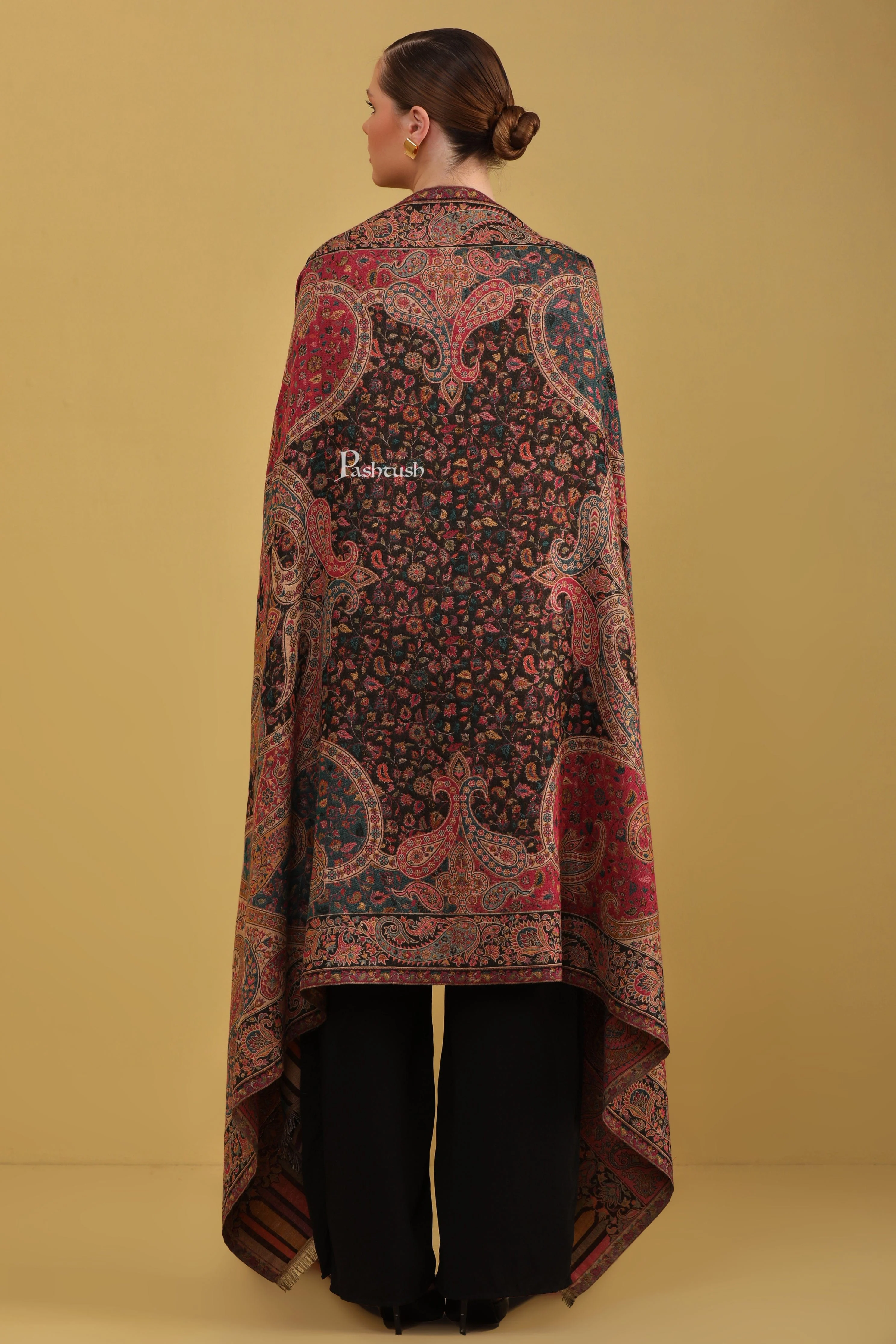 Pashtush Womens Faux Pashmina Shawl, Ethnic Weave Design, Multicolour - Image 6