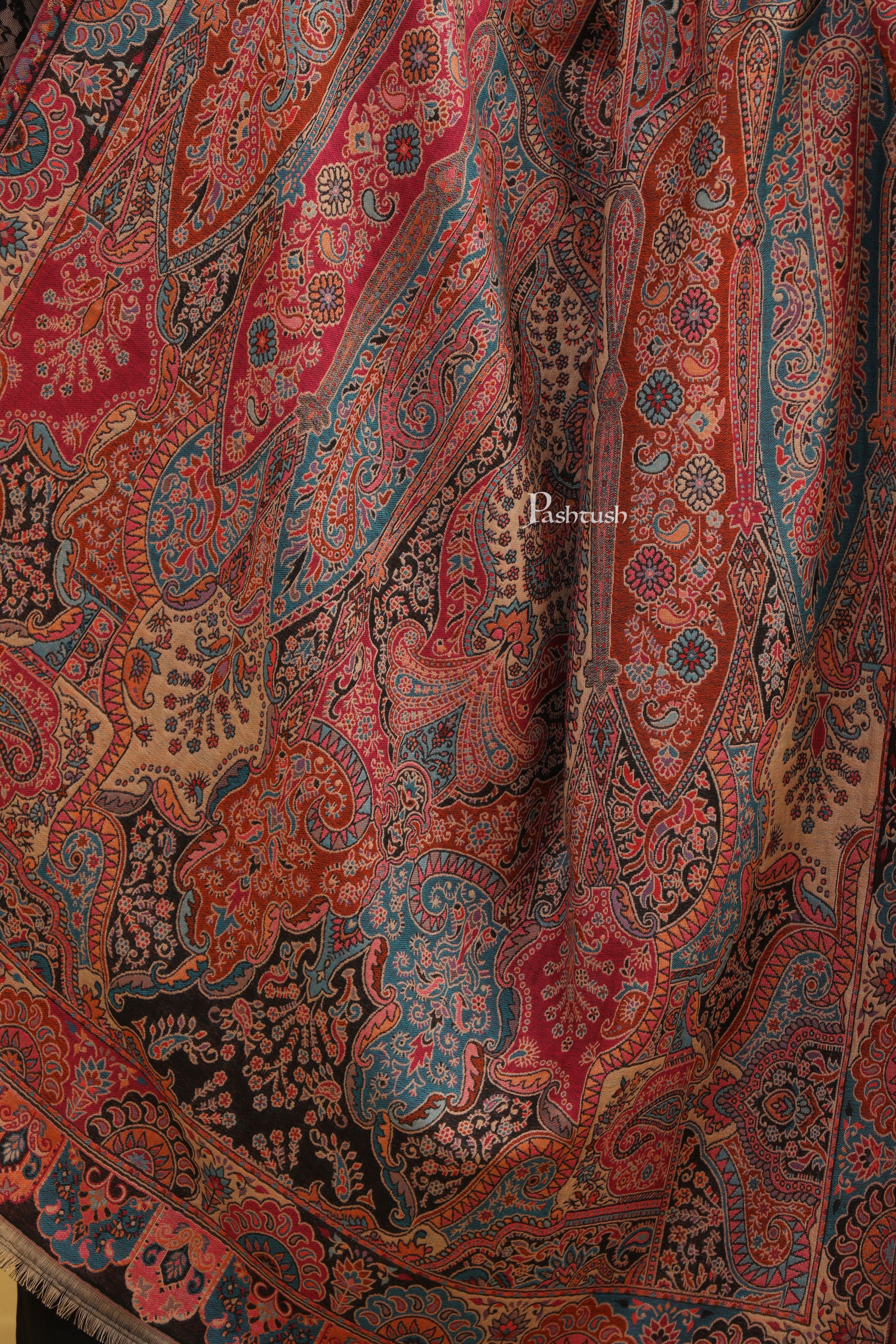 Pashtush Womens Faux Pashmina Shawl, Multicoloured Ethnic Paisley Weave Design, Multicolour - Image 2