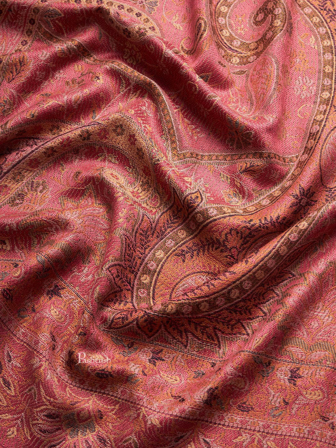 Pashtush Womens Faux Pashmina Shawl, Rich Jamawar Paisely Design, Morning Rose - Image 5