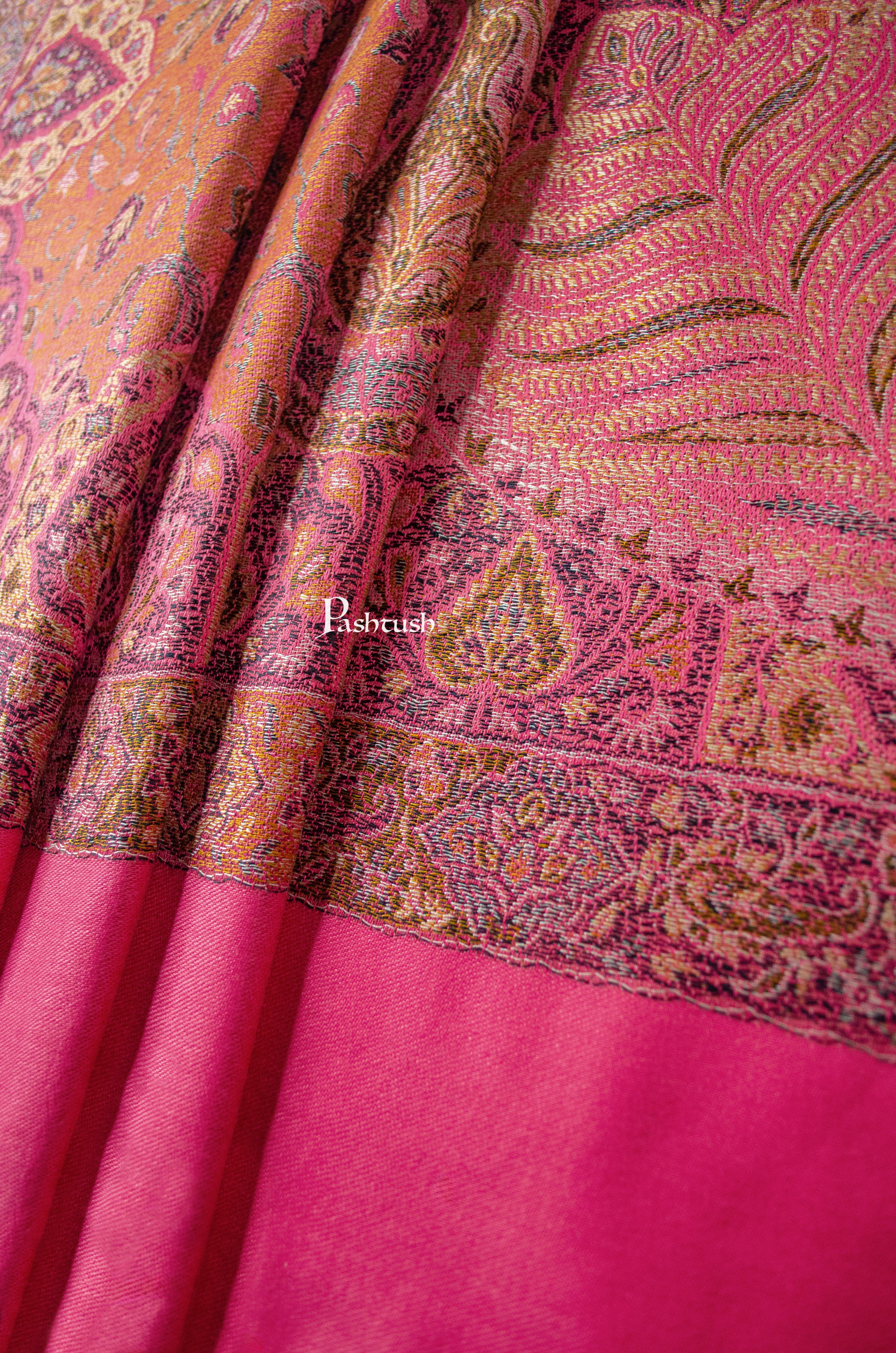 Pashtush Womens Faux Pashmina Stole, Design, Dark Pink - Image 3