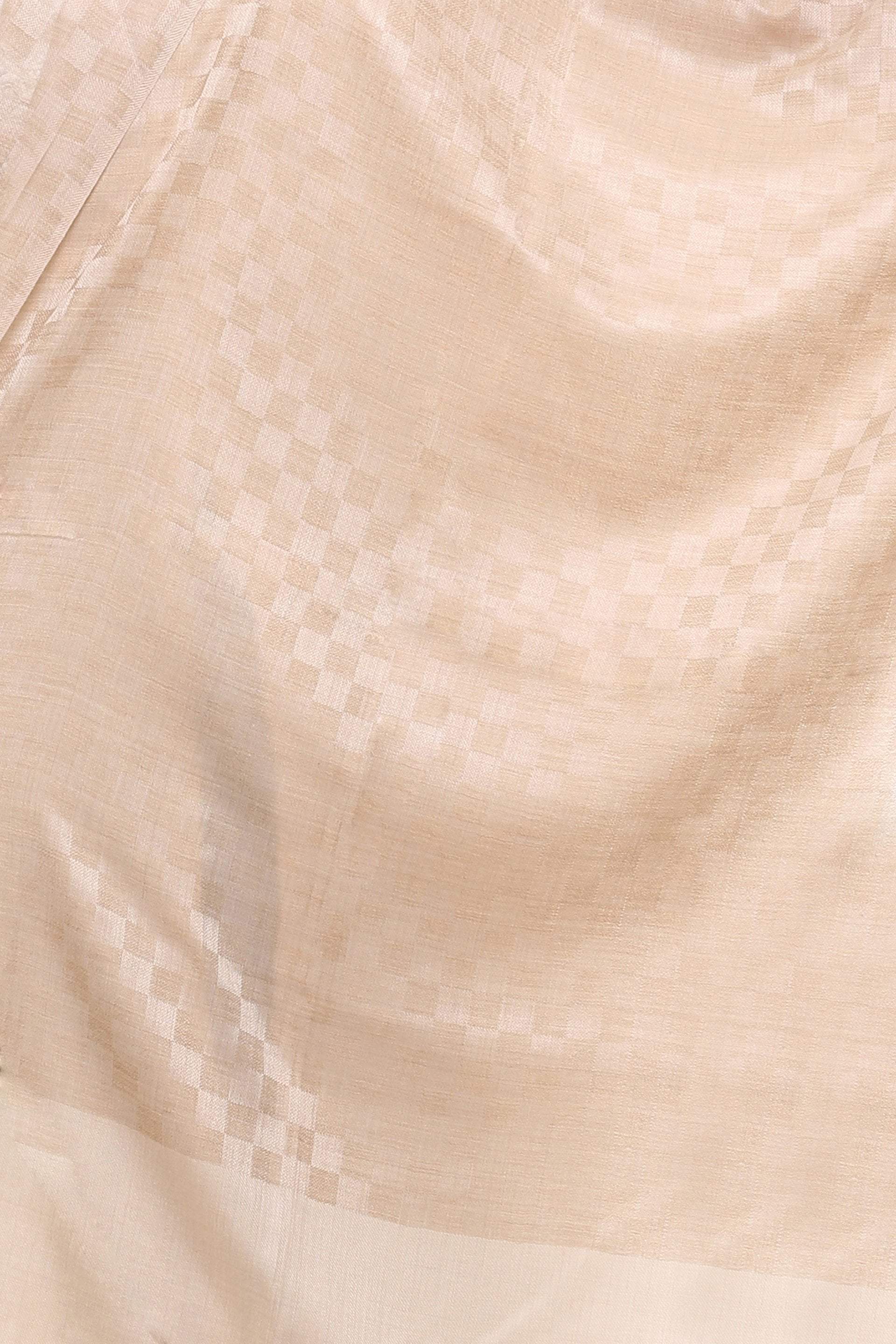 Pashtush Womens, Fine Wool, Checkered Stole, Beige - Image 5