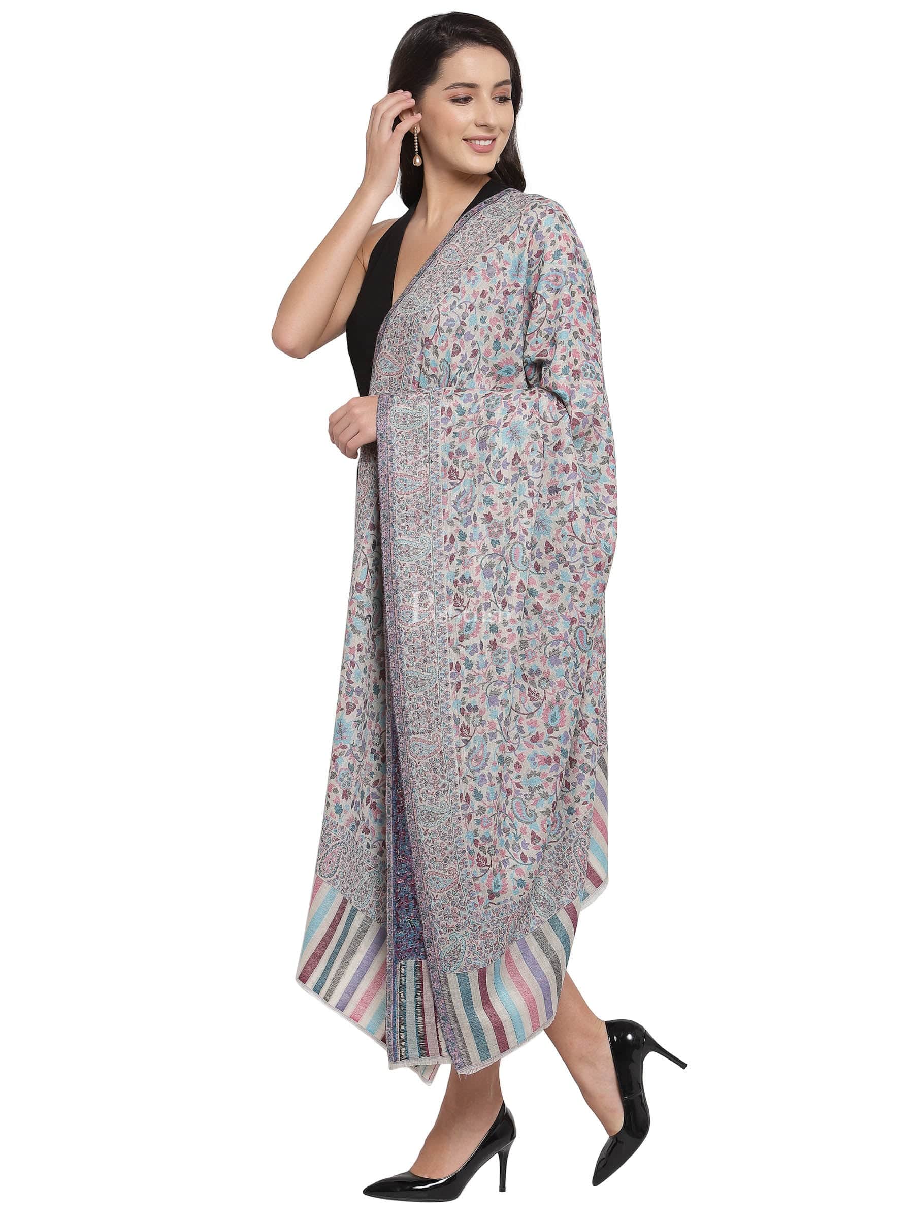 Pashtush Womens Fine Wool Ethnic Weave Shawl, Soft And Warm - Image 3