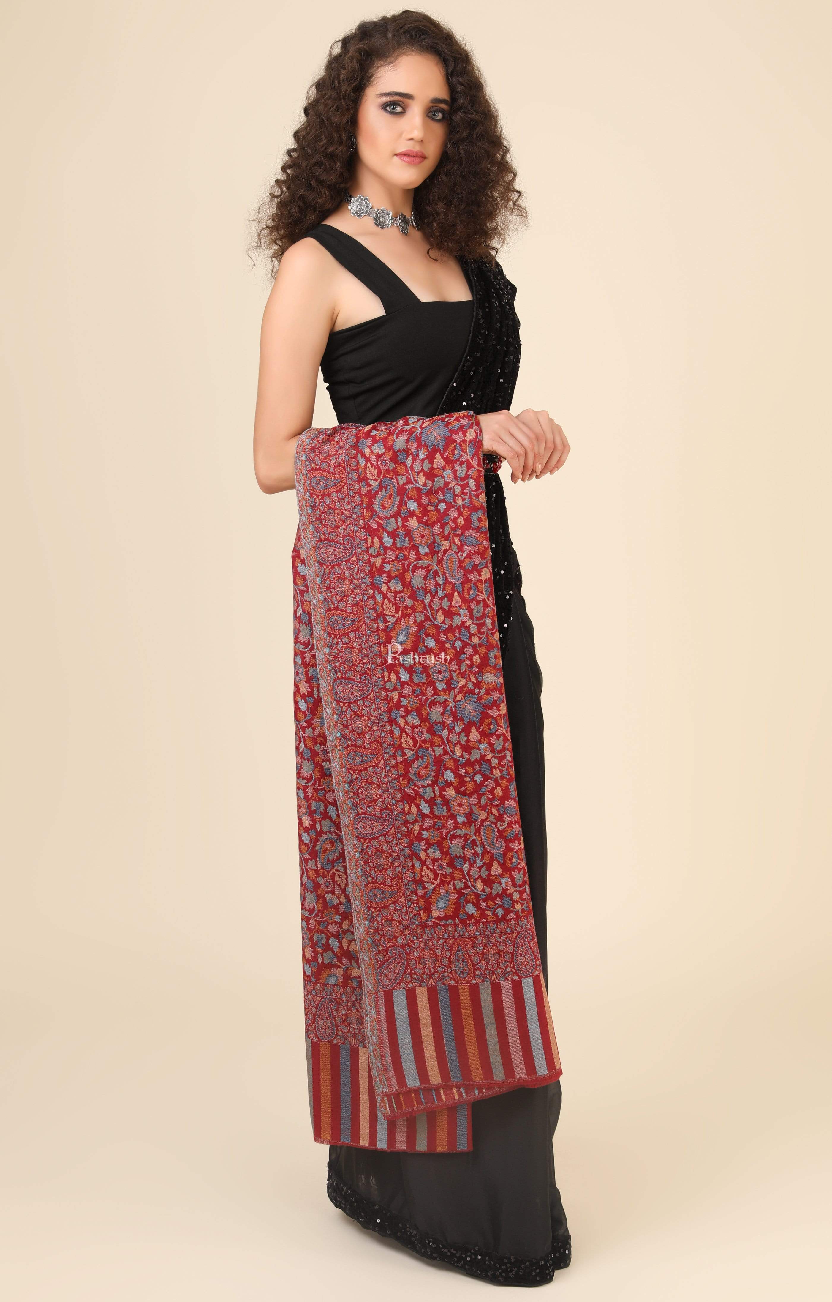 Pashtush Womens Fine Wool Ethnic Weave Shawl, Soft And Warm - Image 4
