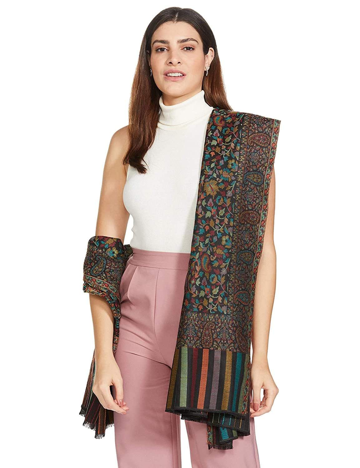 Pashtush Womens Fine Wool Ethnic Weave Shawl, Soft And Warm - Image 3