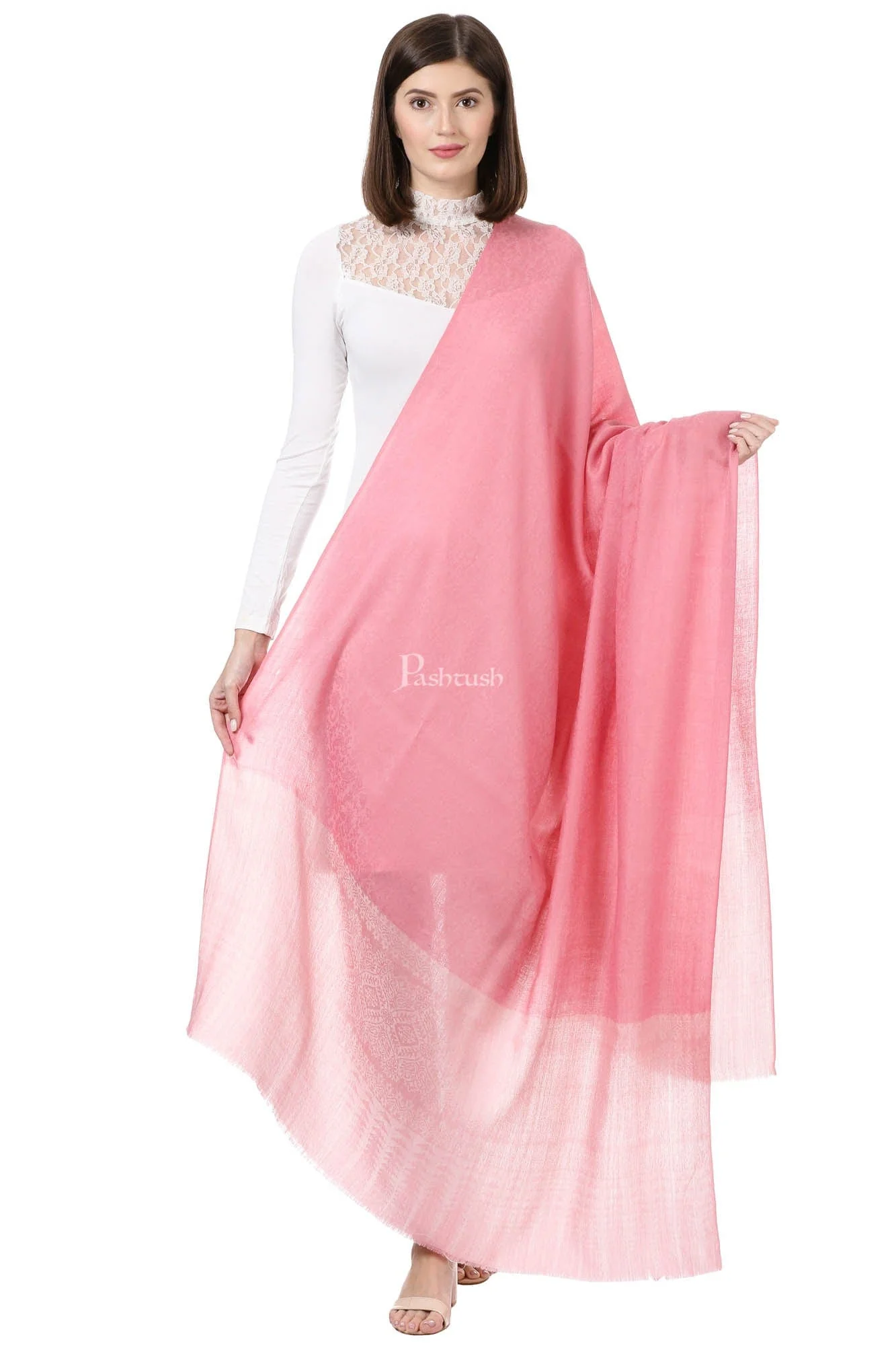 Pashtush Womens Fine Wool Shawl, Bloom - Image 5