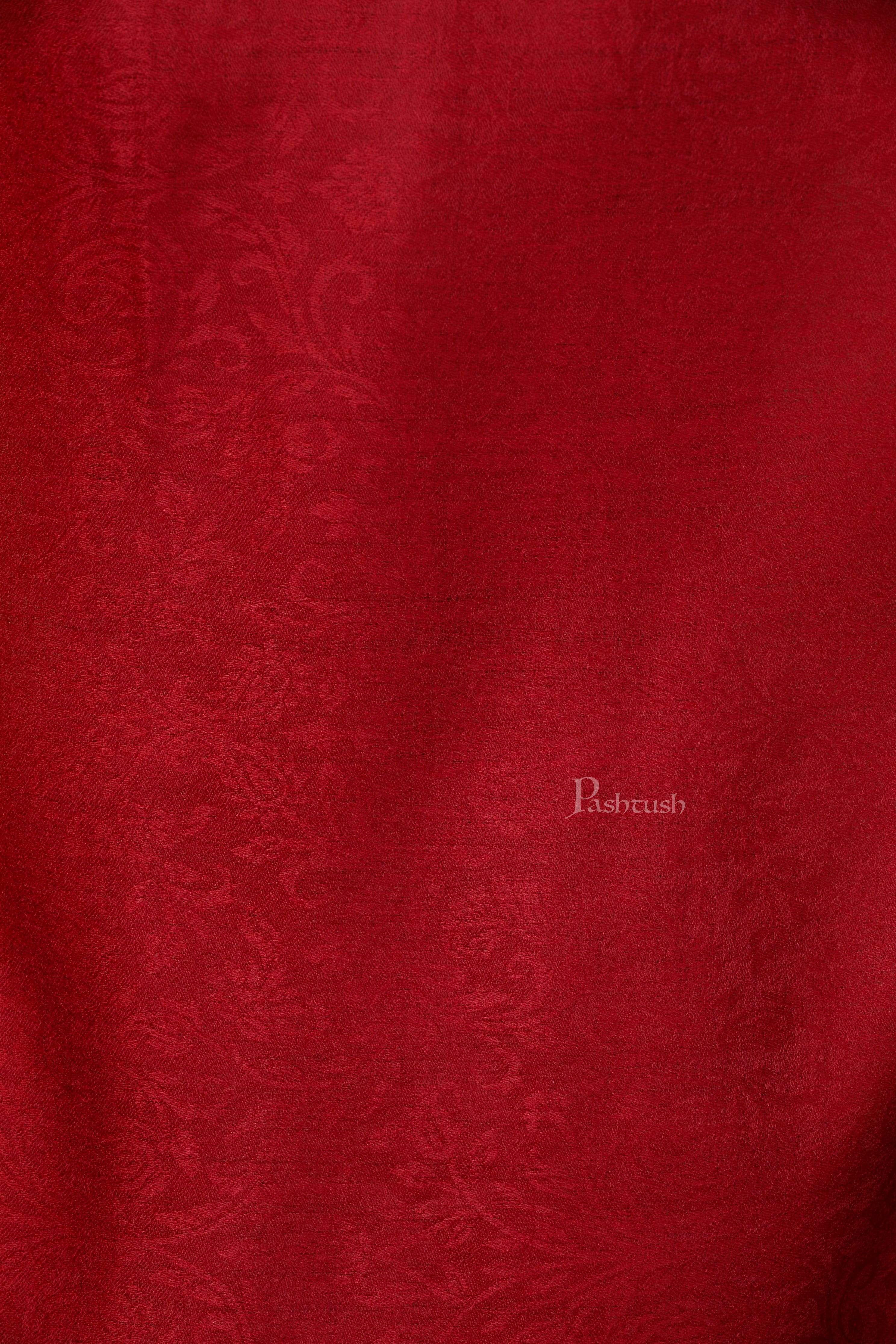 Pashtush Womens Fine Wool Shawl, Carmine Maroon - Image 3