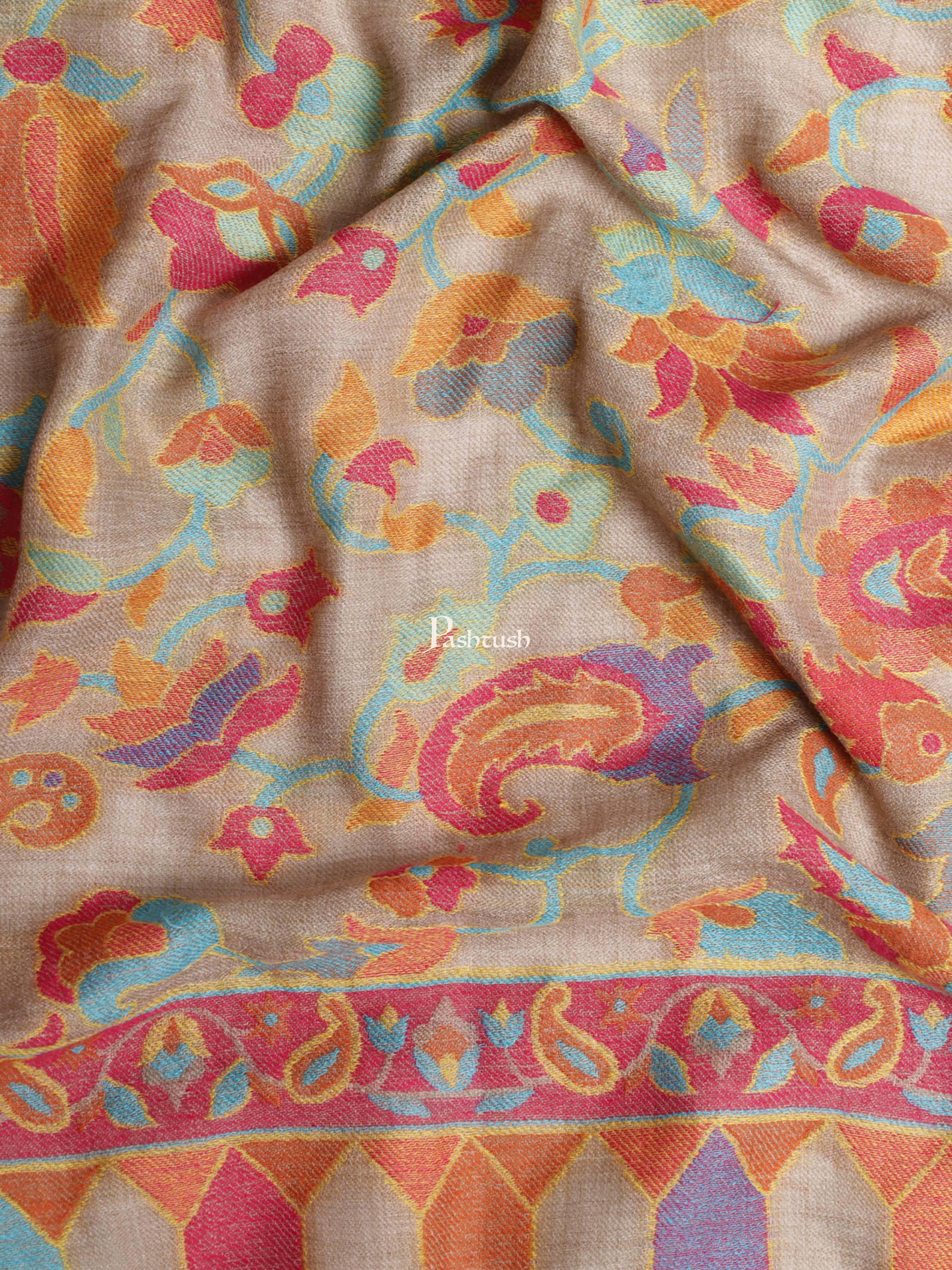 Pashtush Womens Fine Wool Shawl, Ethnic Weave , Extra Soft and Warm, Light Weight, Pastel Hues - Image 2