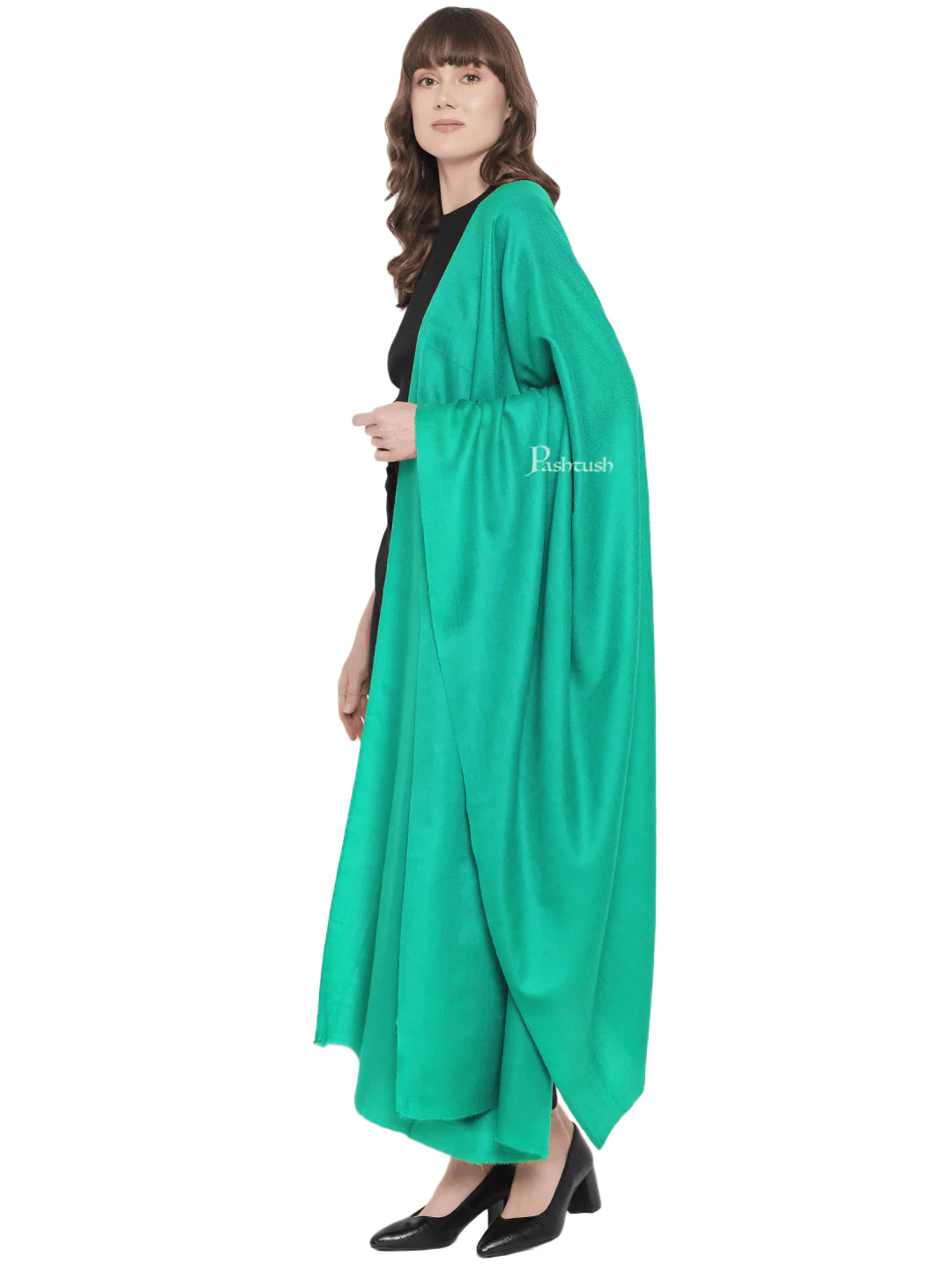 Pashtush Womens Fine Wool Shawl, Extra Soft, Basics Solid, Seagreen - Image 5