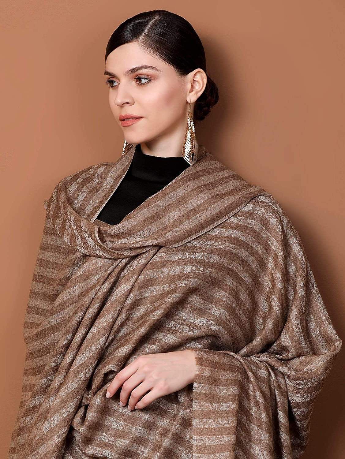 Pashtush Womens Fine Wool Shawl, Jacquard, Soft, Warm And Ultra Light Weight - Image 6