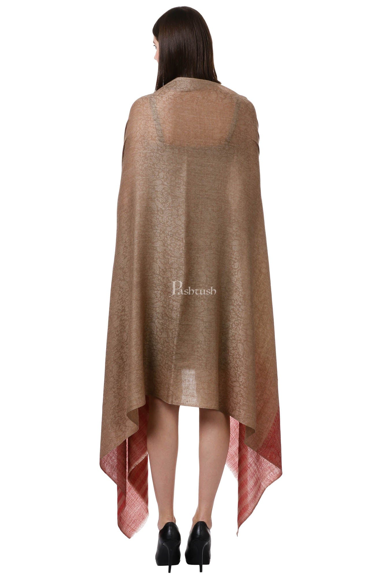 Pashtush Womens Fine Wool Shawl, Oyster - Image 3