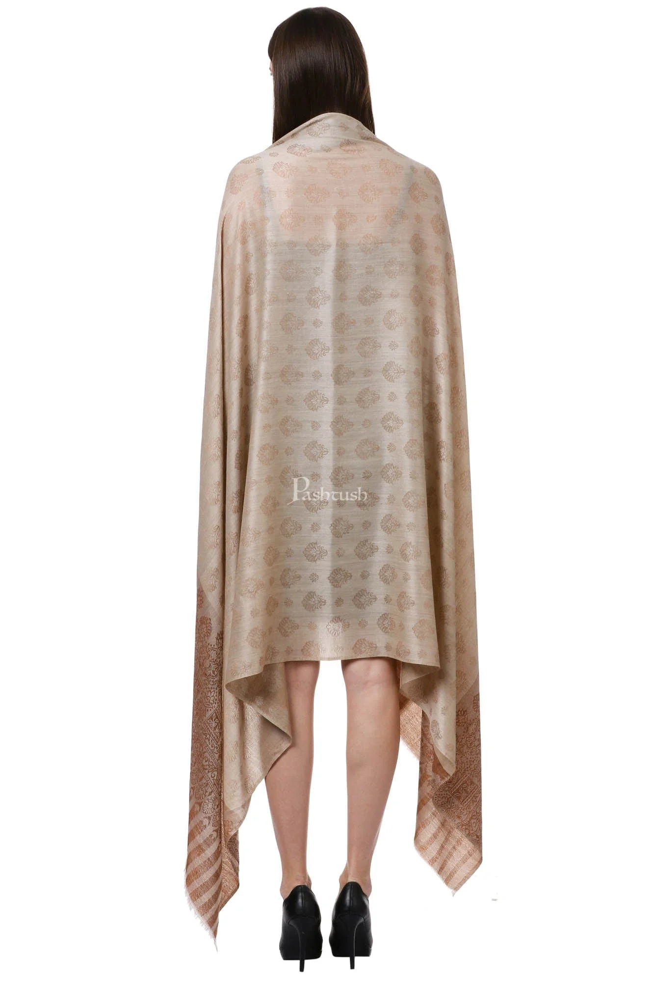 Pashtush Womens Fine Wool Shawl, Sahara - Image 3