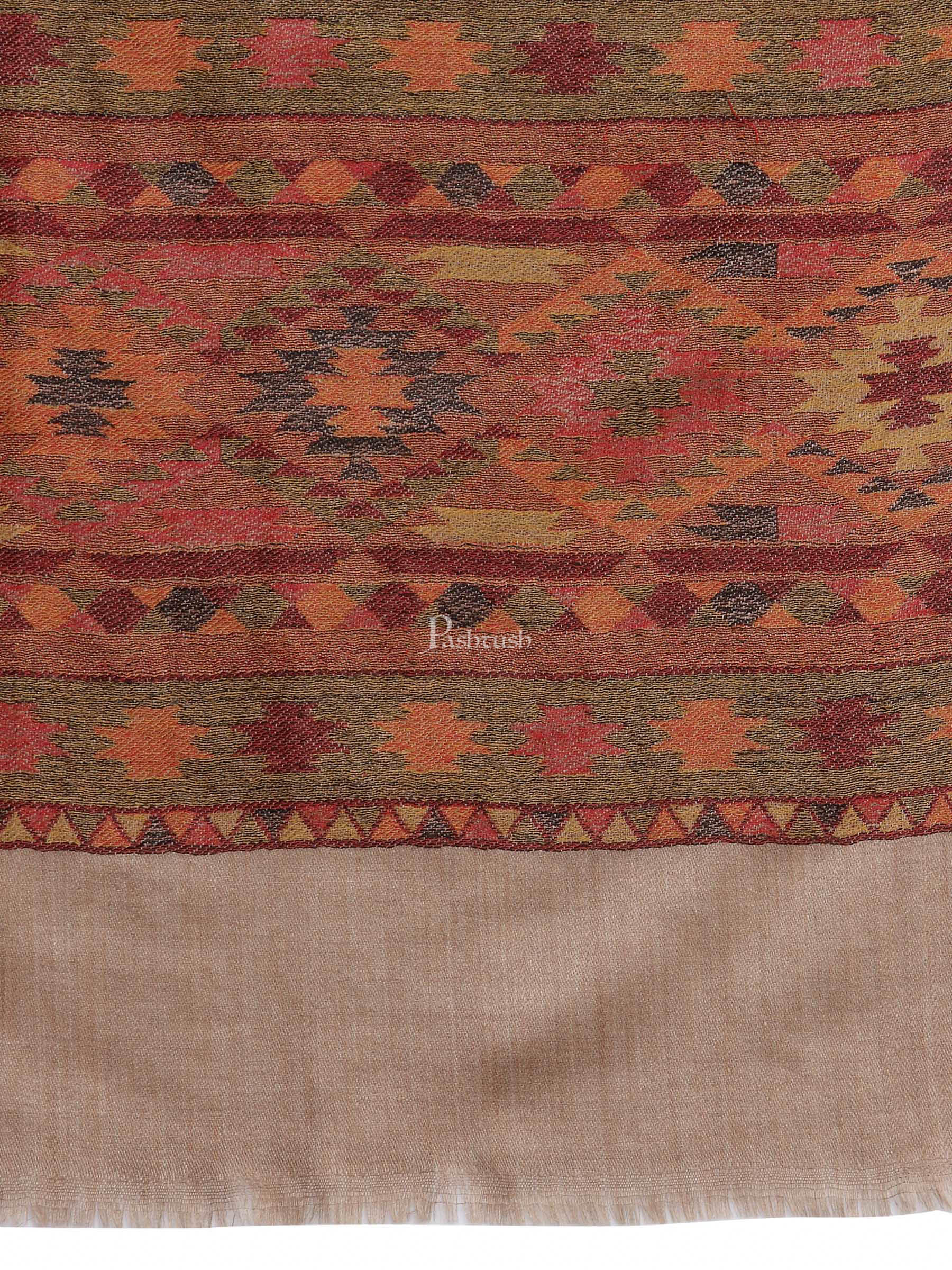 Pashtush Womens Fine Wool Shawl, Taupe - Image 2