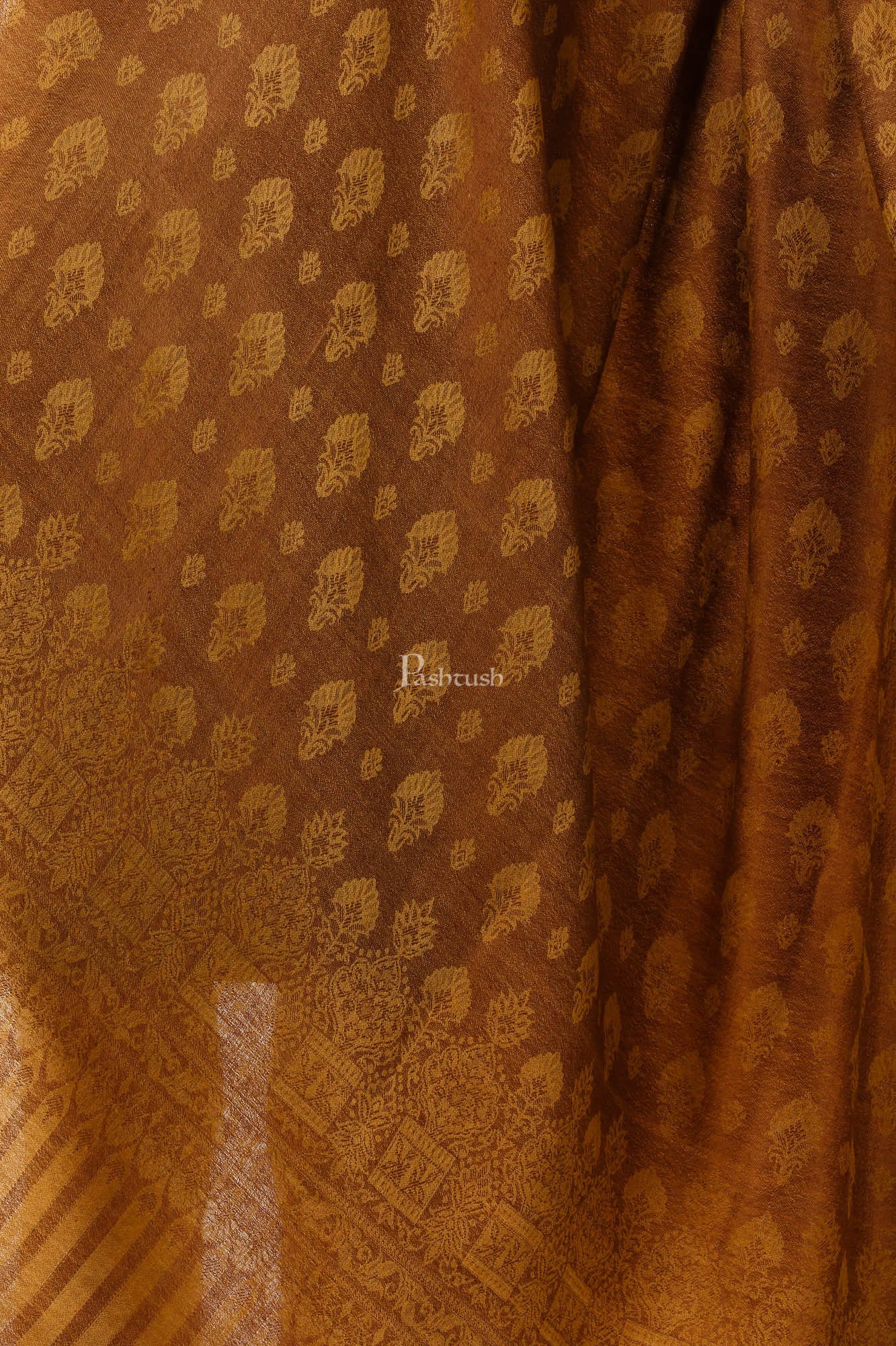 Pashtush Womens Fine Wool Shawl, Tuscan Umber - Image 2