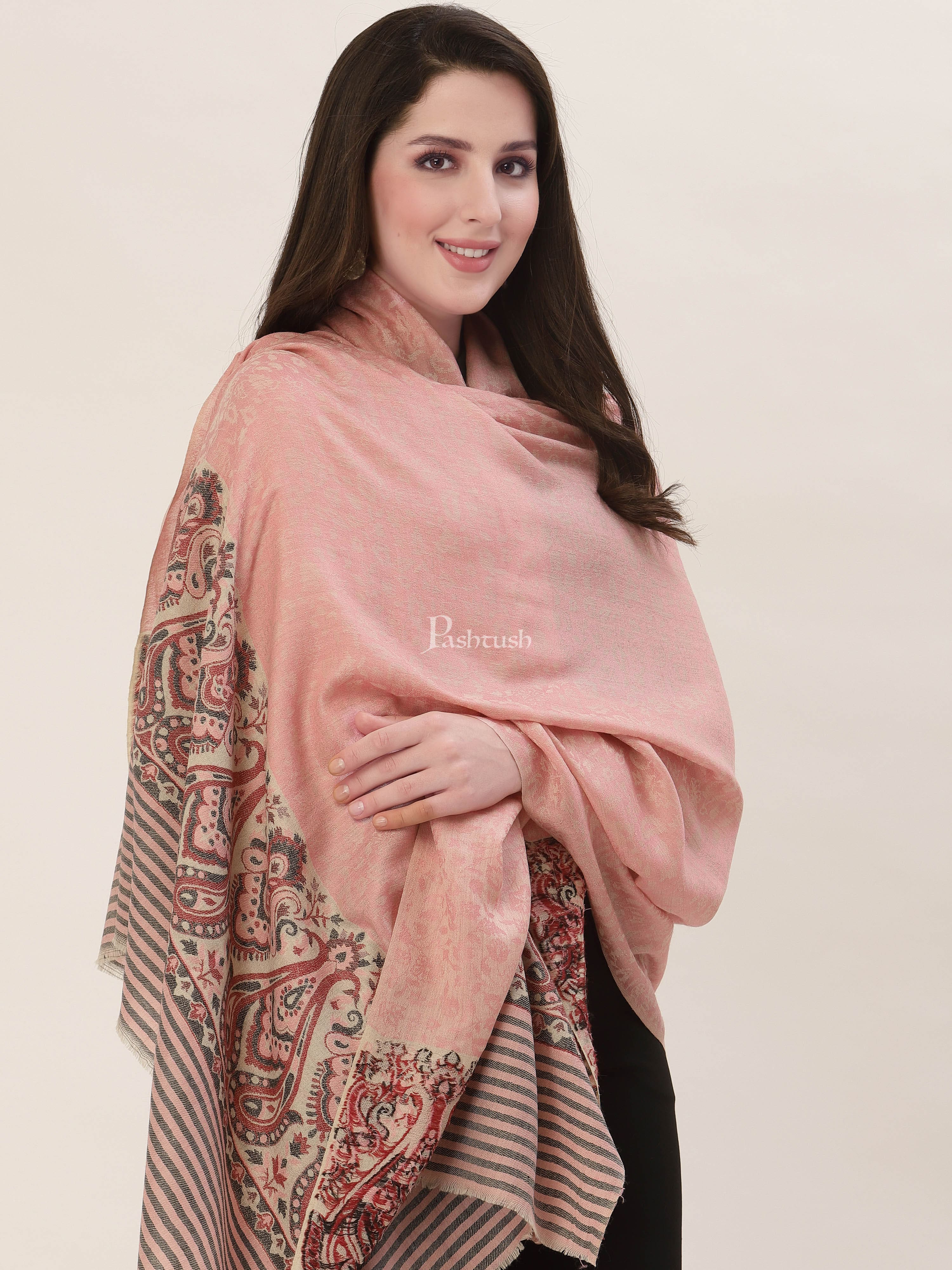 Pashtush Womens Fine Wool Shawl, With Ethnic Palla Weave