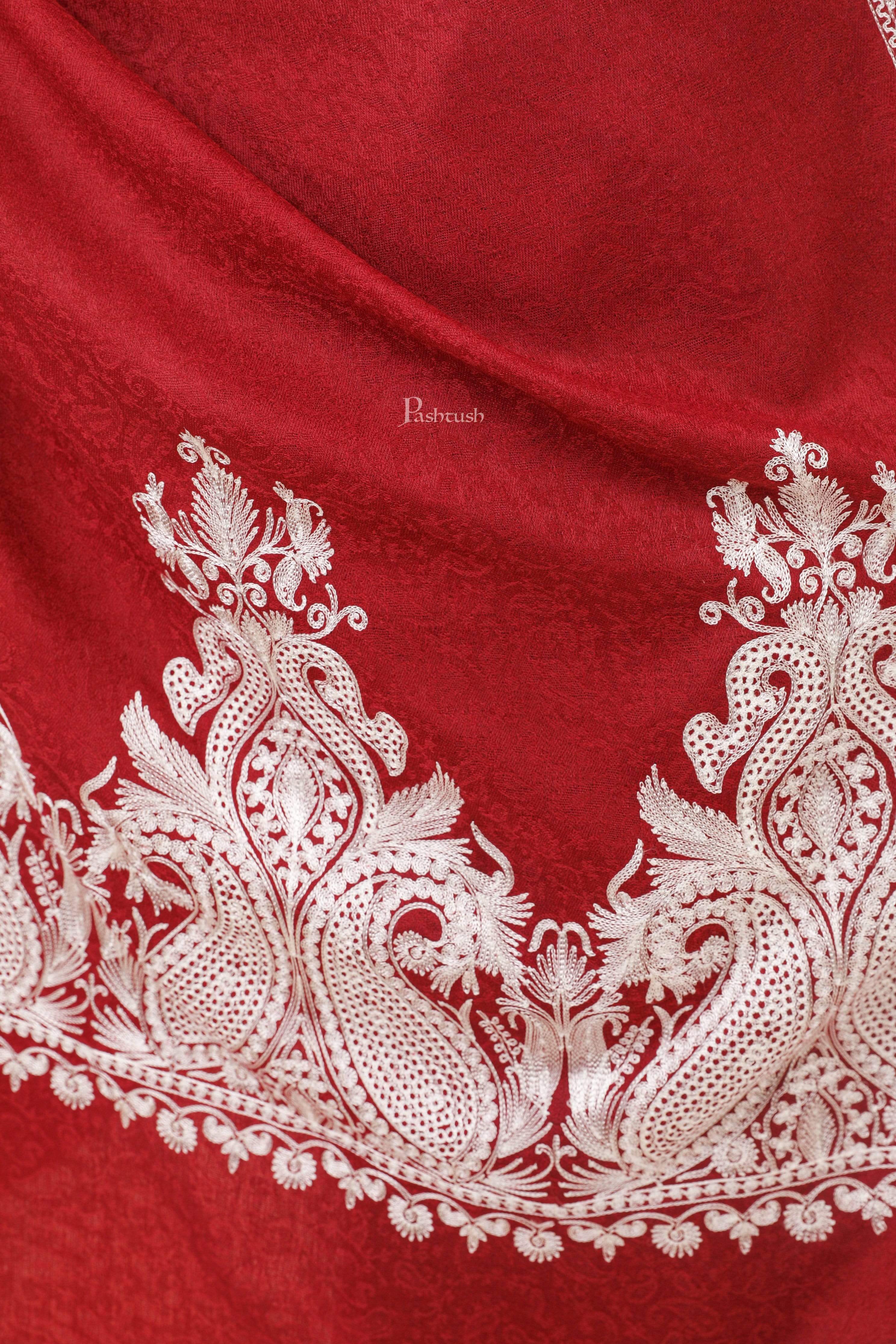 Pashtush Womens Fine Wool Shawl, With Tone On Tone Nalki Embroidery, Soft And Warm - Image 2